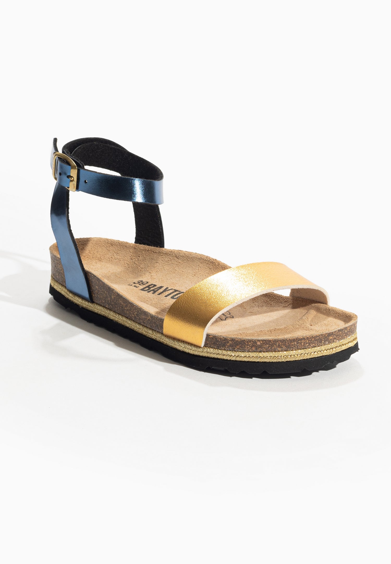 Jovial Navy Blue and Gold Multi-Strap Sandals