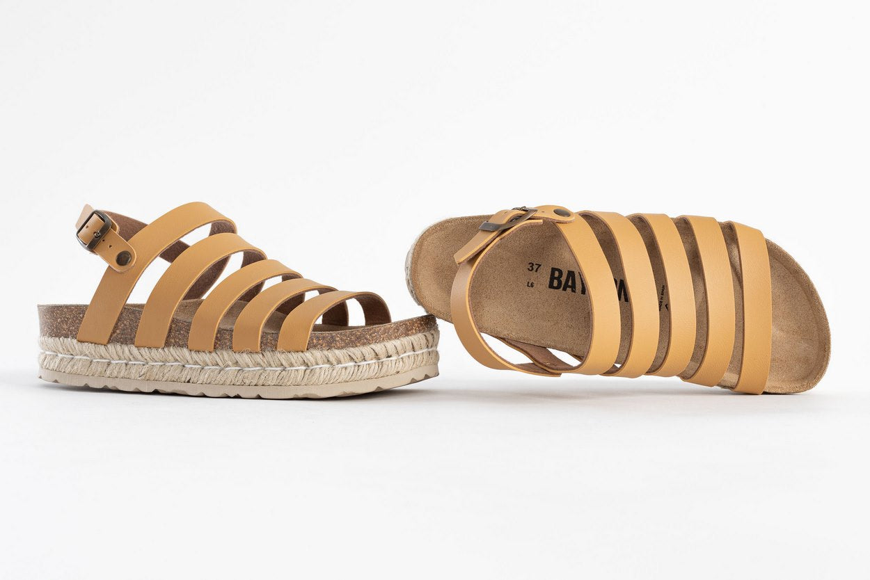 Umbria Camel Multi-Strap Platform Sandals