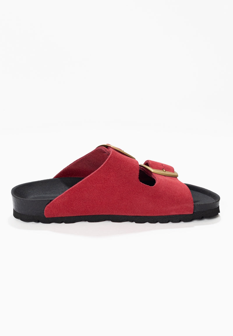 Alicante Bordeaux Suede Leather 2 Strap Sandals