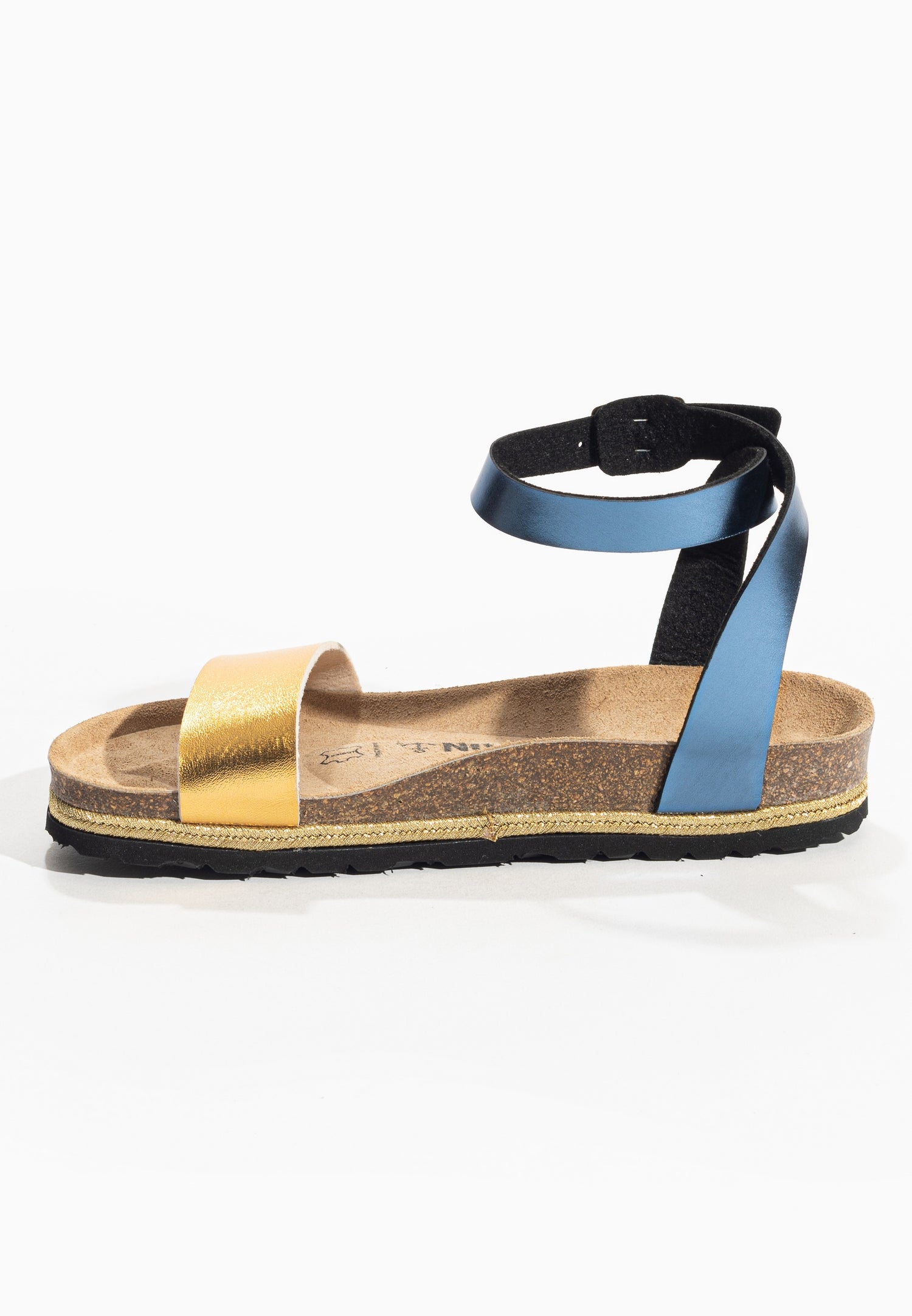 Jovial Navy Blue and Gold Multi-Strap Sandals