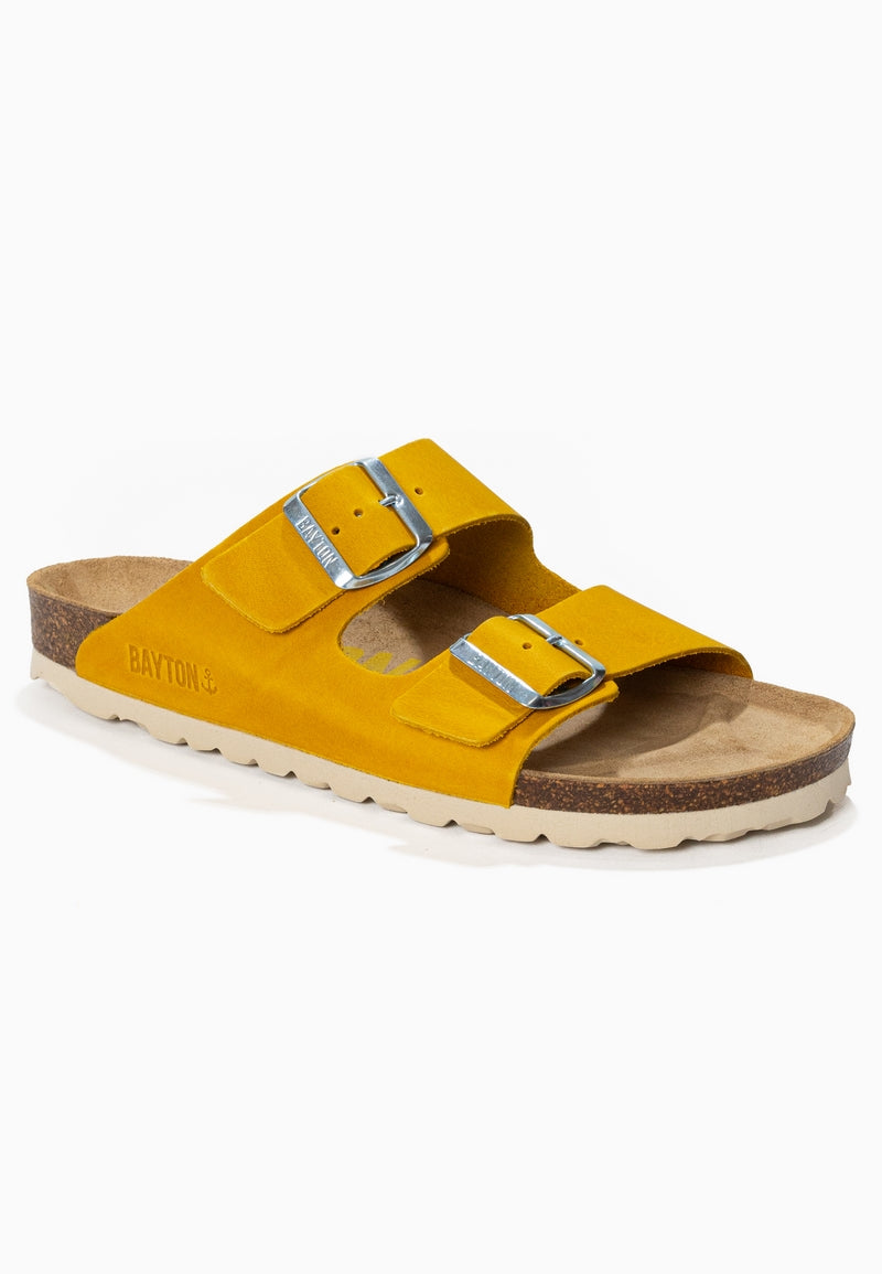 Atlas Yellow 2 Strap Sandals 100% Leather