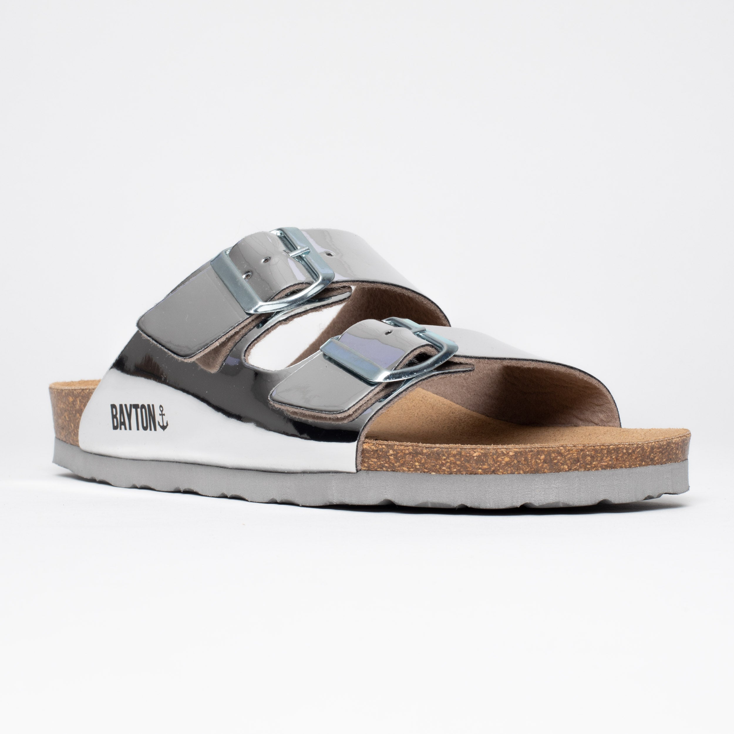 Atlas Silver Mirror 2 Strap Sandals