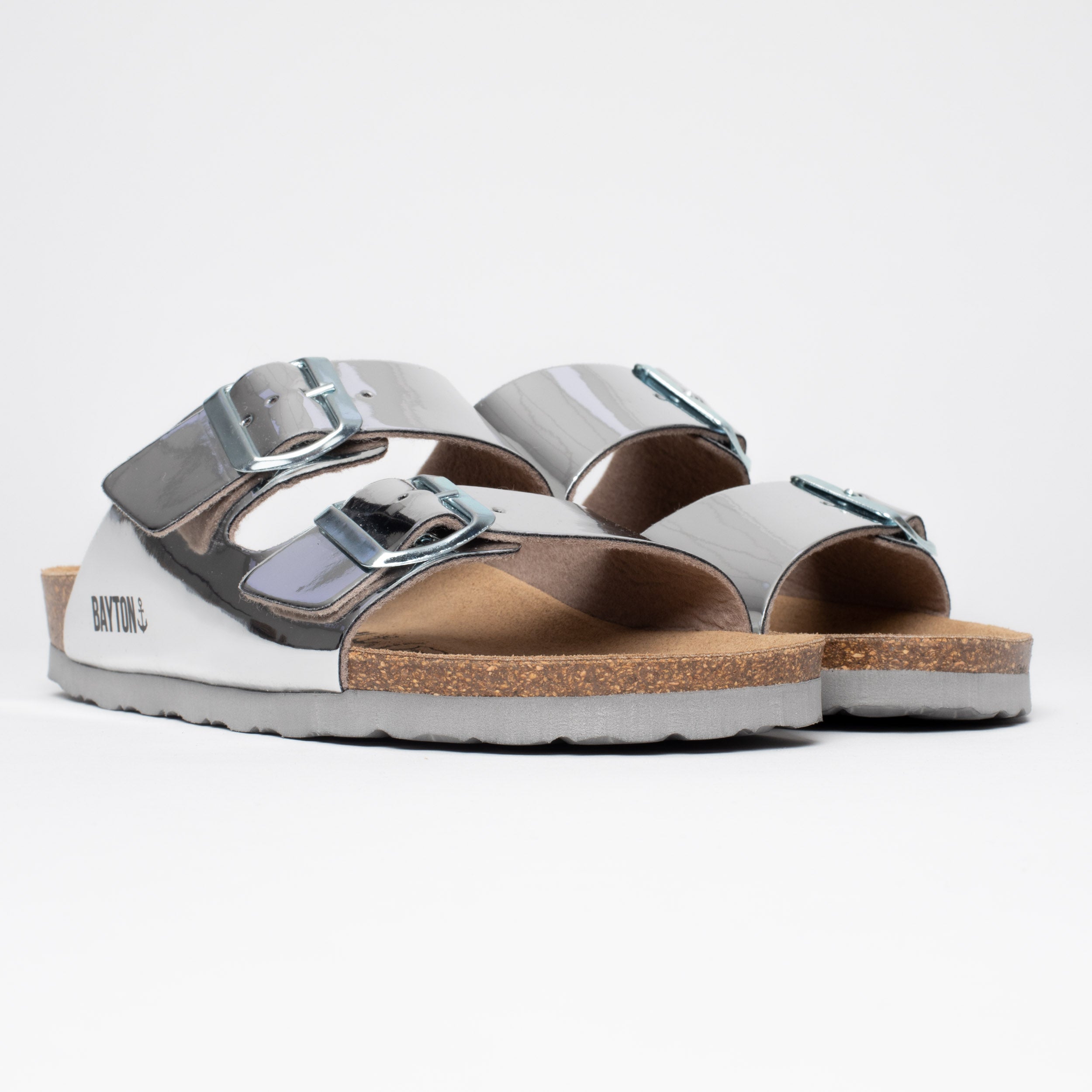 Atlas Silver Mirror 2 Strap Sandals