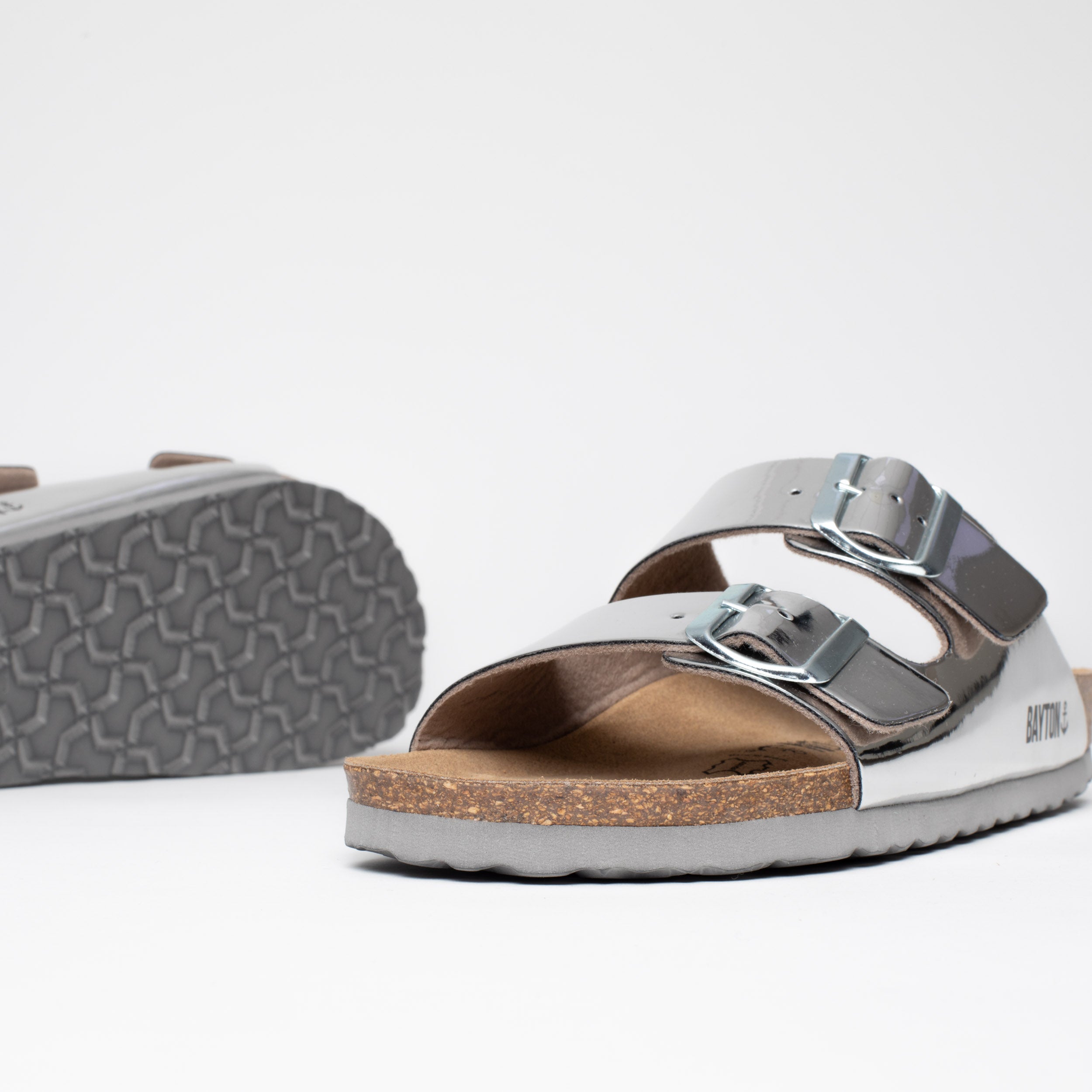 Atlas Silver Mirror 2 Strap Sandals