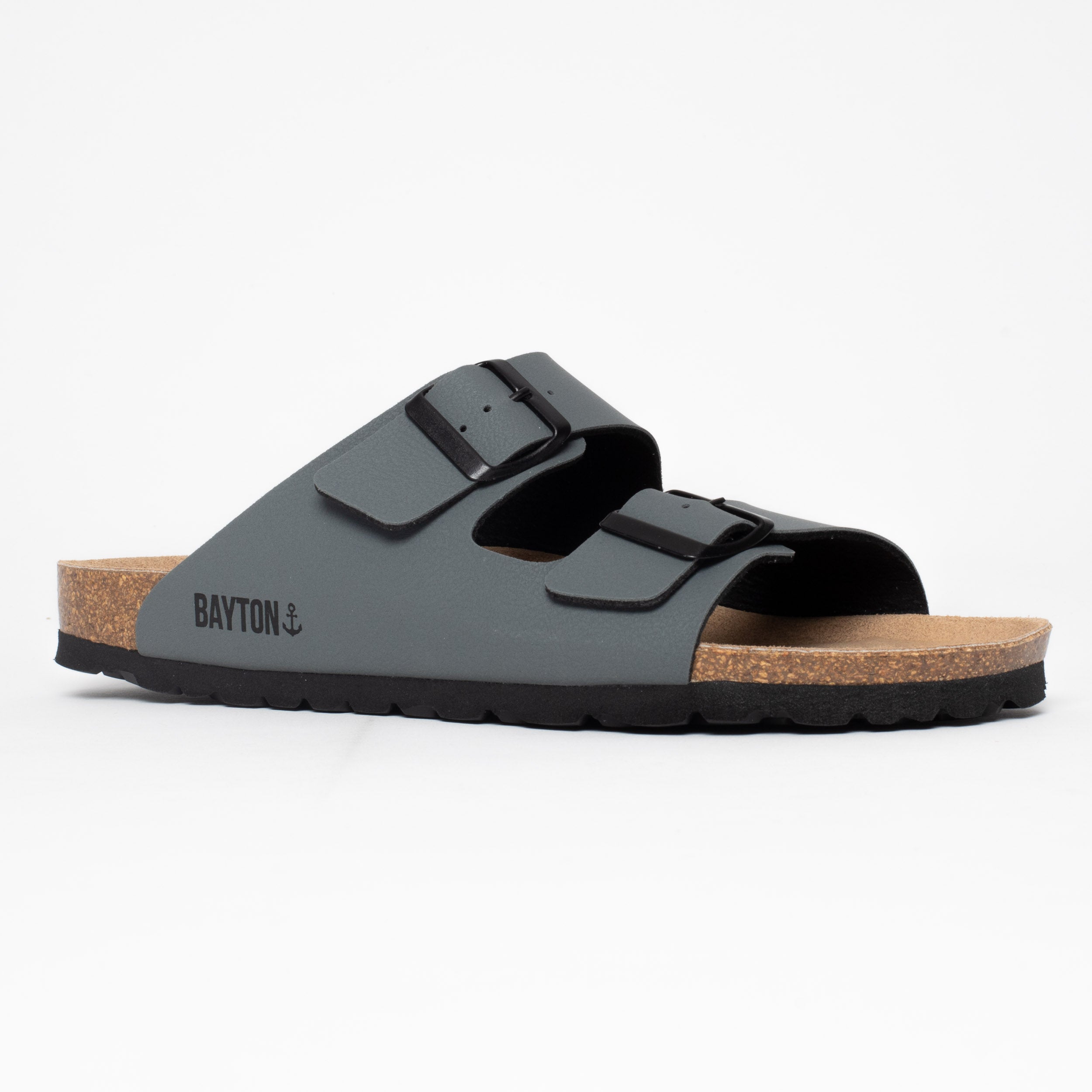 Sandalias Atlas gris oscuro con 2 tiras