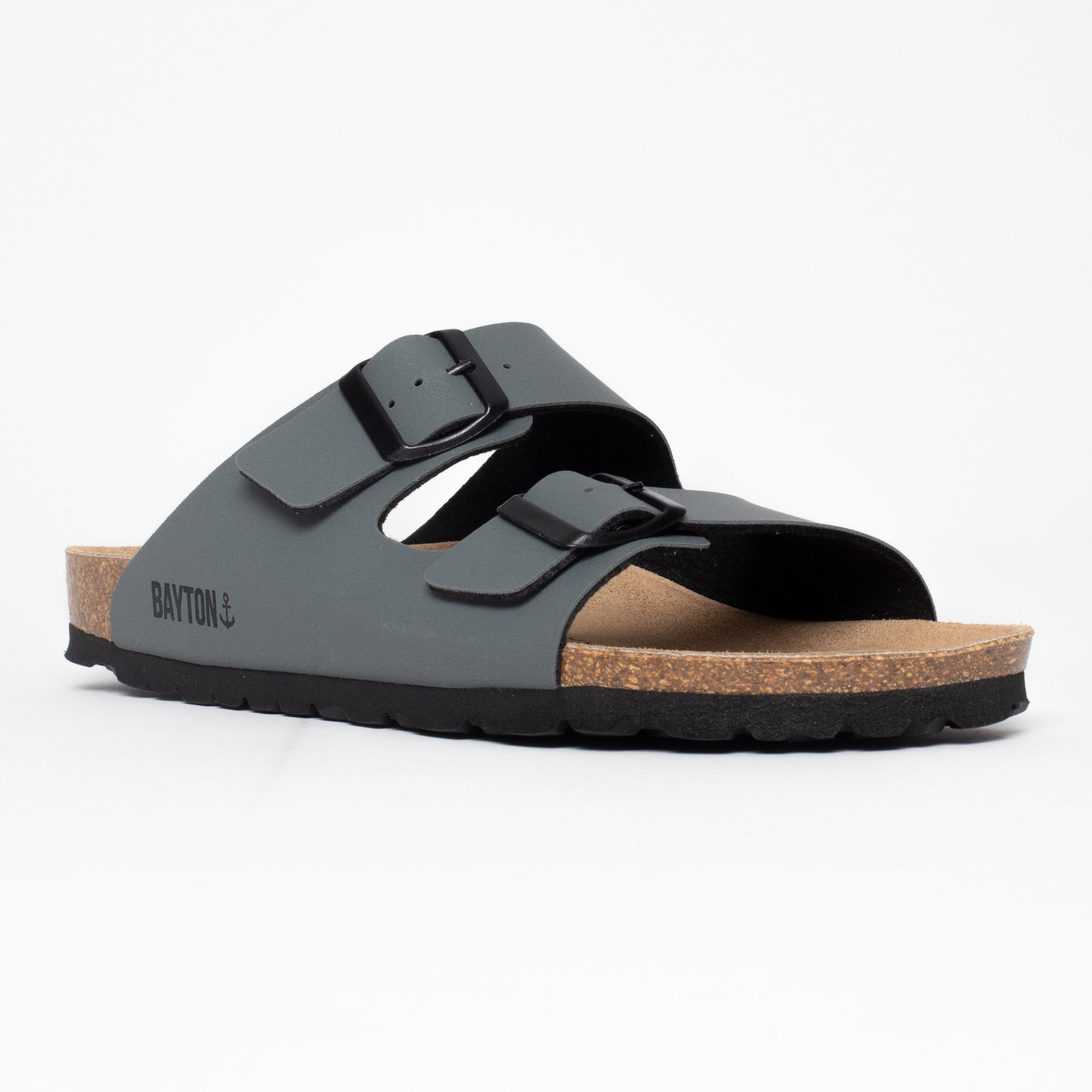 Sandalias Atlas gris oscuro con 2 tiras