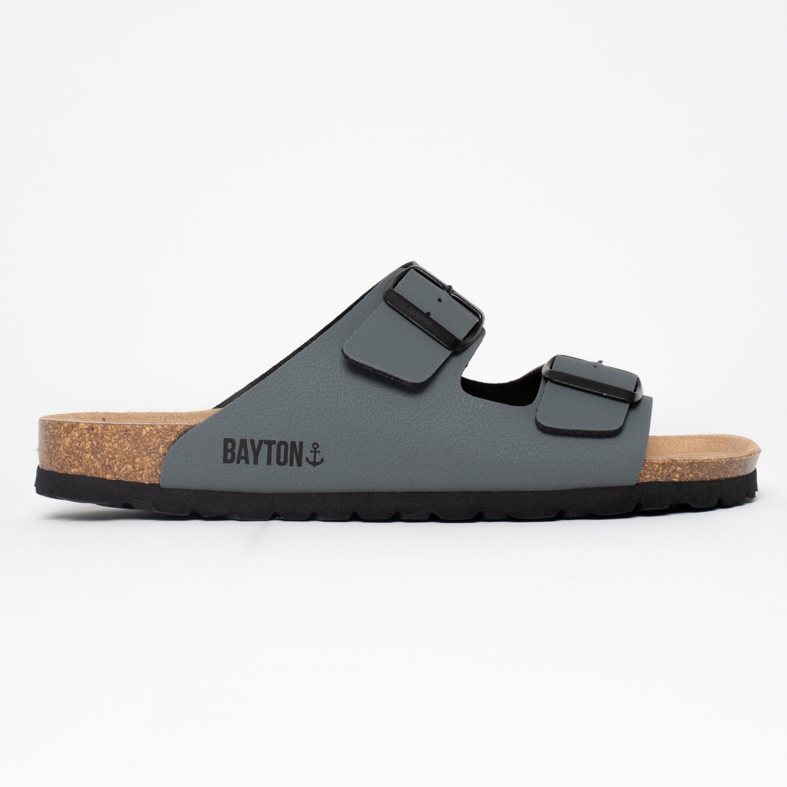 Sandalias Atlas gris oscuro con 2 tiras