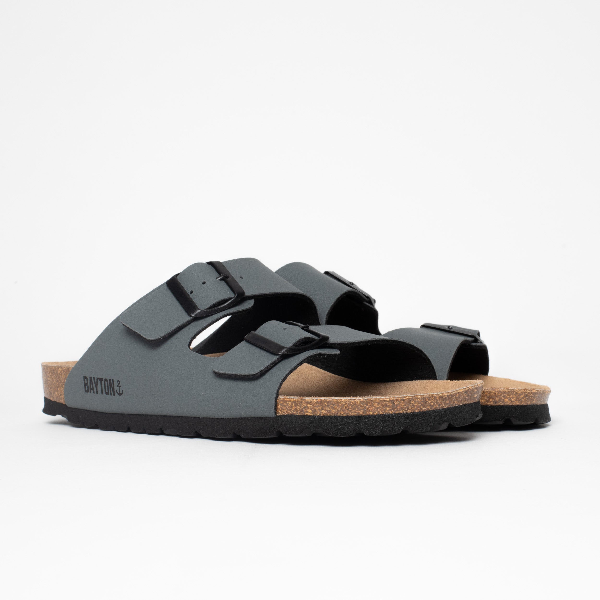 Sandalias Atlas gris oscuro con 2 tiras