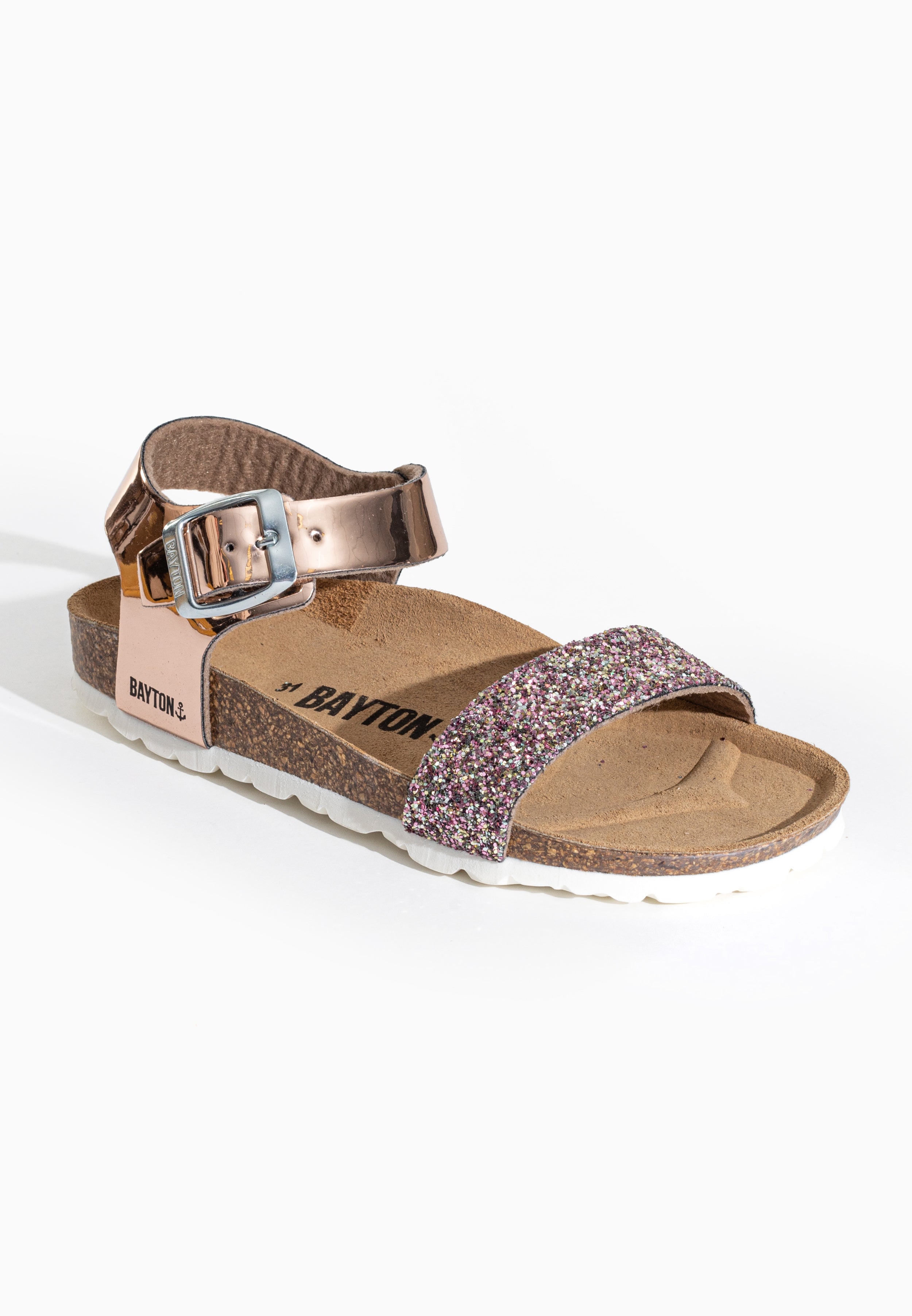 Tyche Rose Gold Glitter Sandals