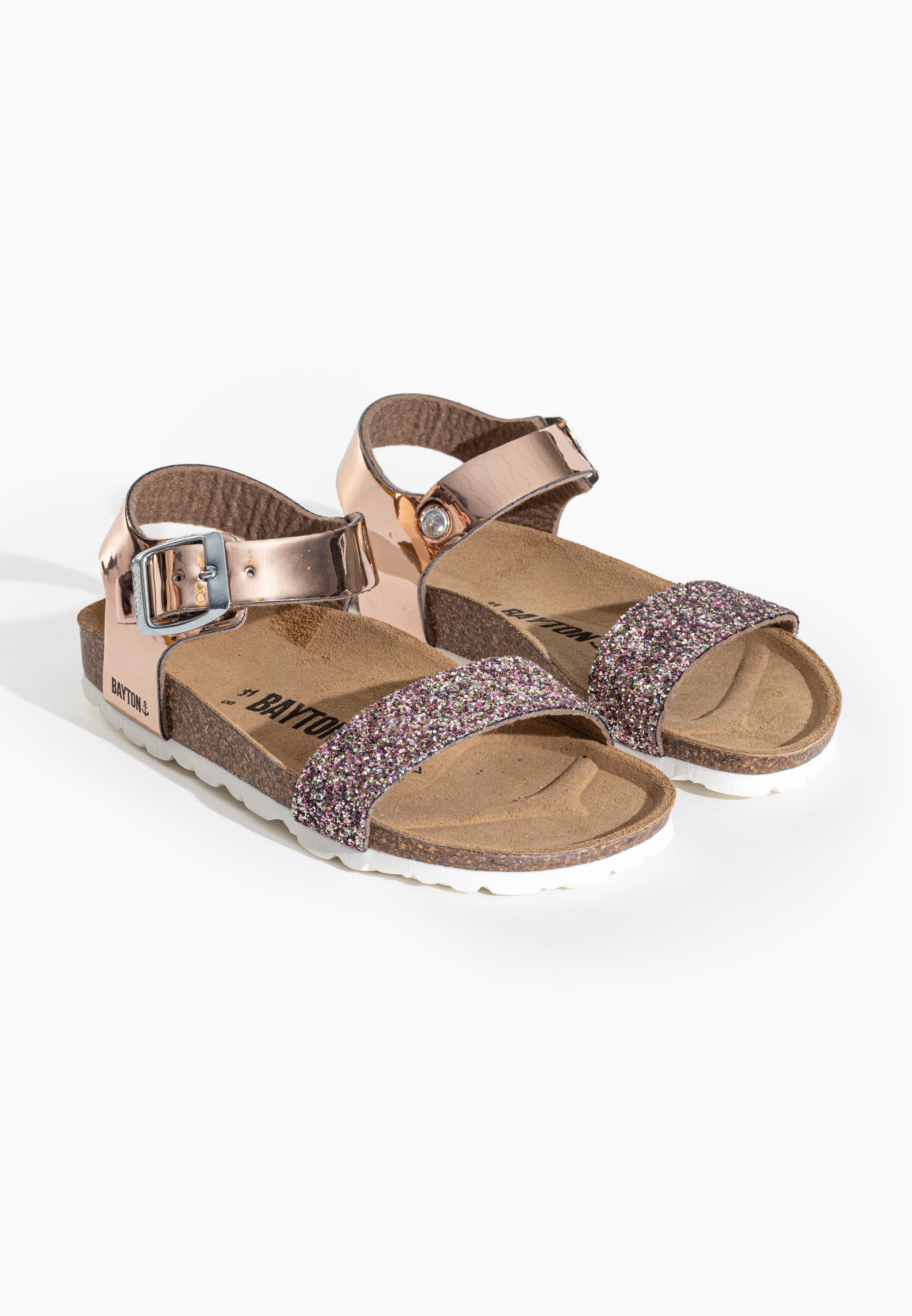 Tyche Rose Gold Glitter Sandals