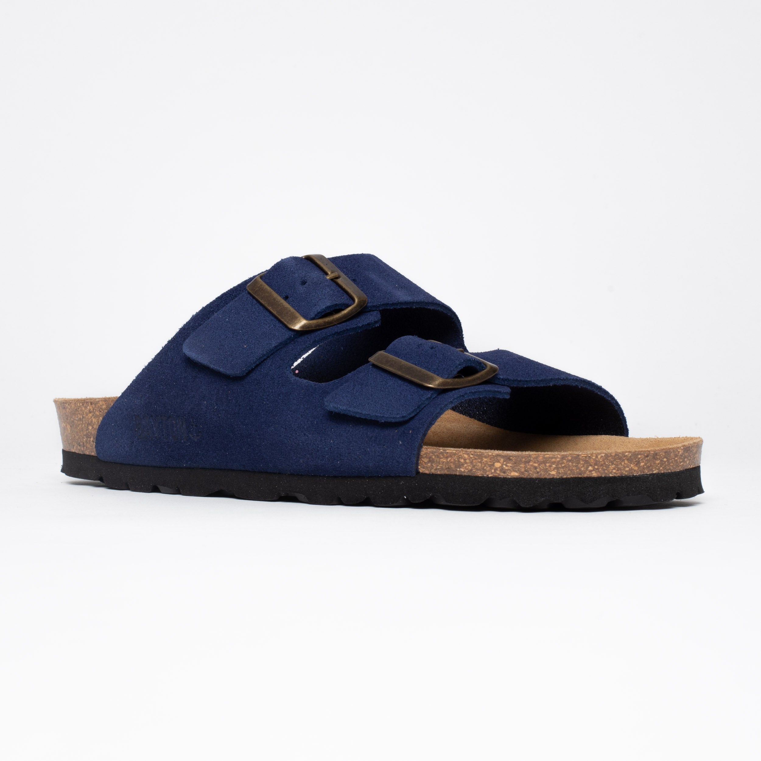 Sandales 2 Brides Atlas Bleu Marine en Cuir Suédé