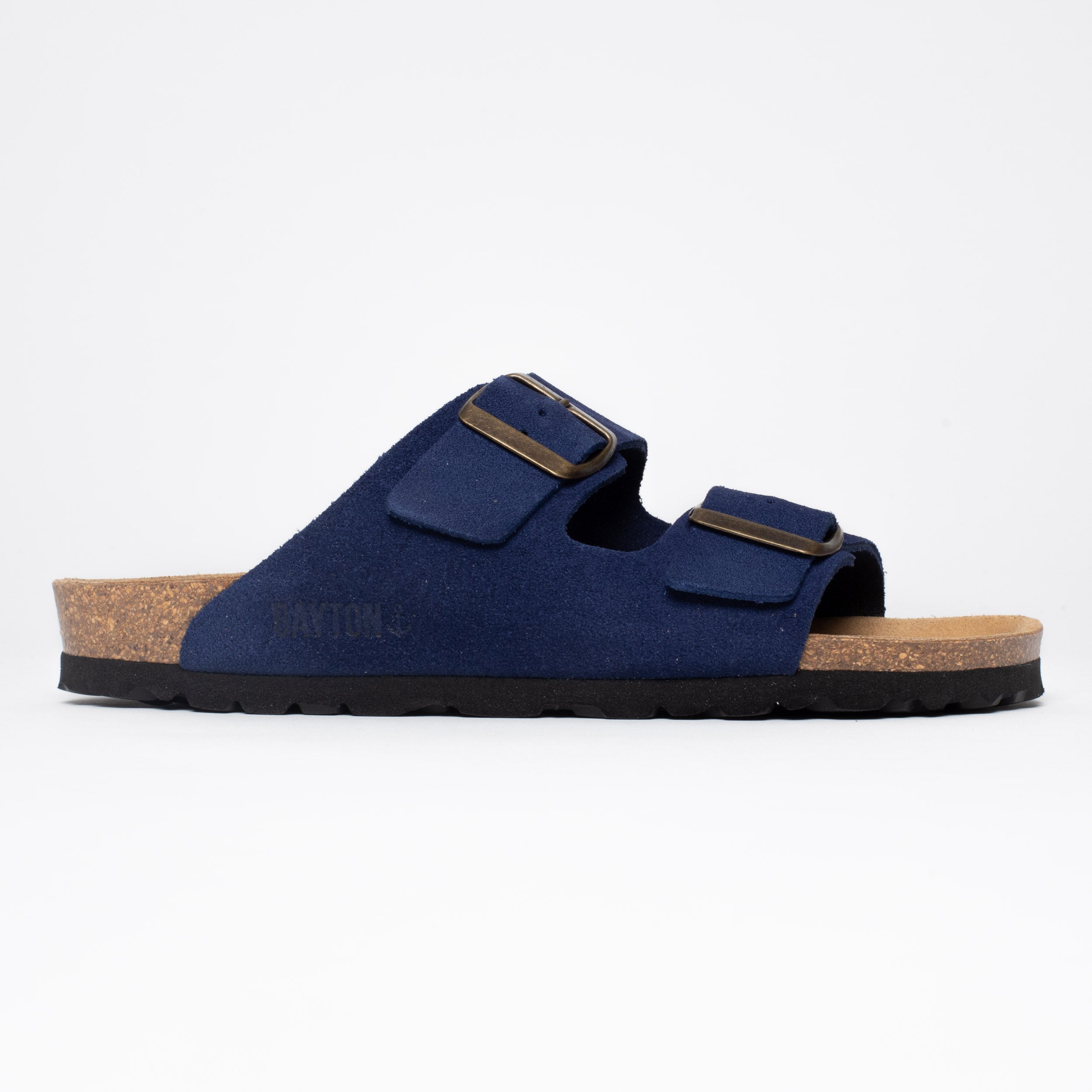 Atlas Navy Blue Suede Leather 2 Strap Sandals