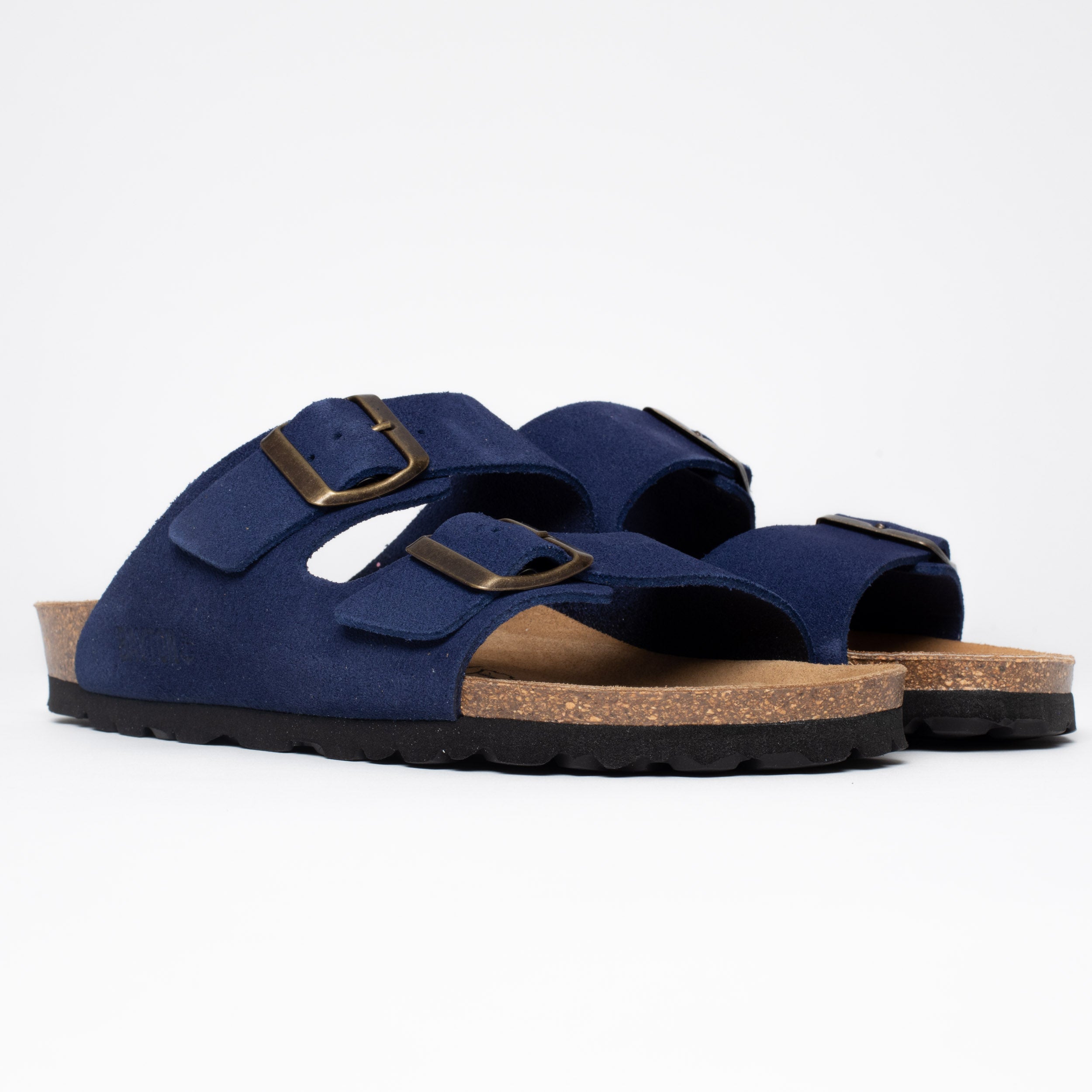 Atlas Navy Blue Suede Leather 2 Strap Sandals