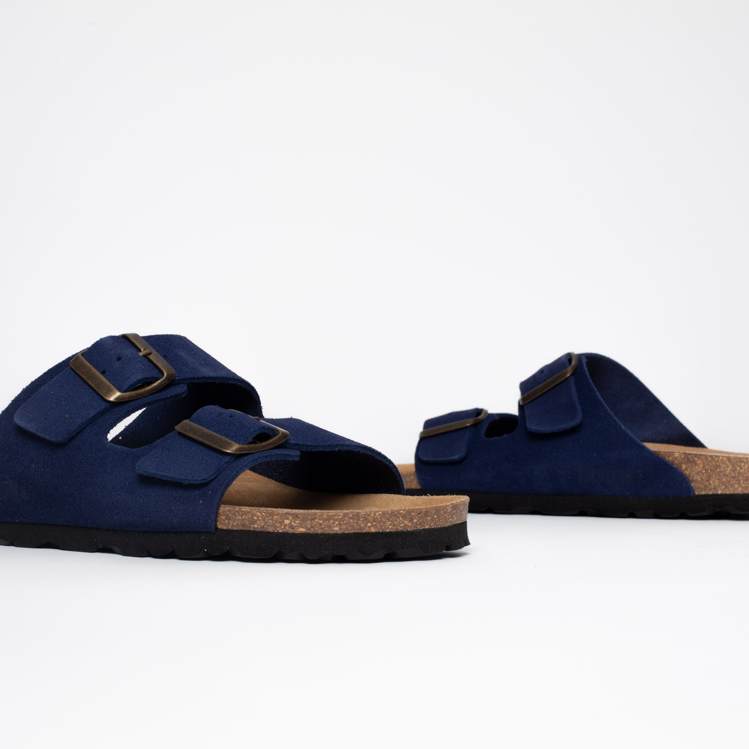 Atlas Navy Blue Suede Leather 2 Strap Sandals