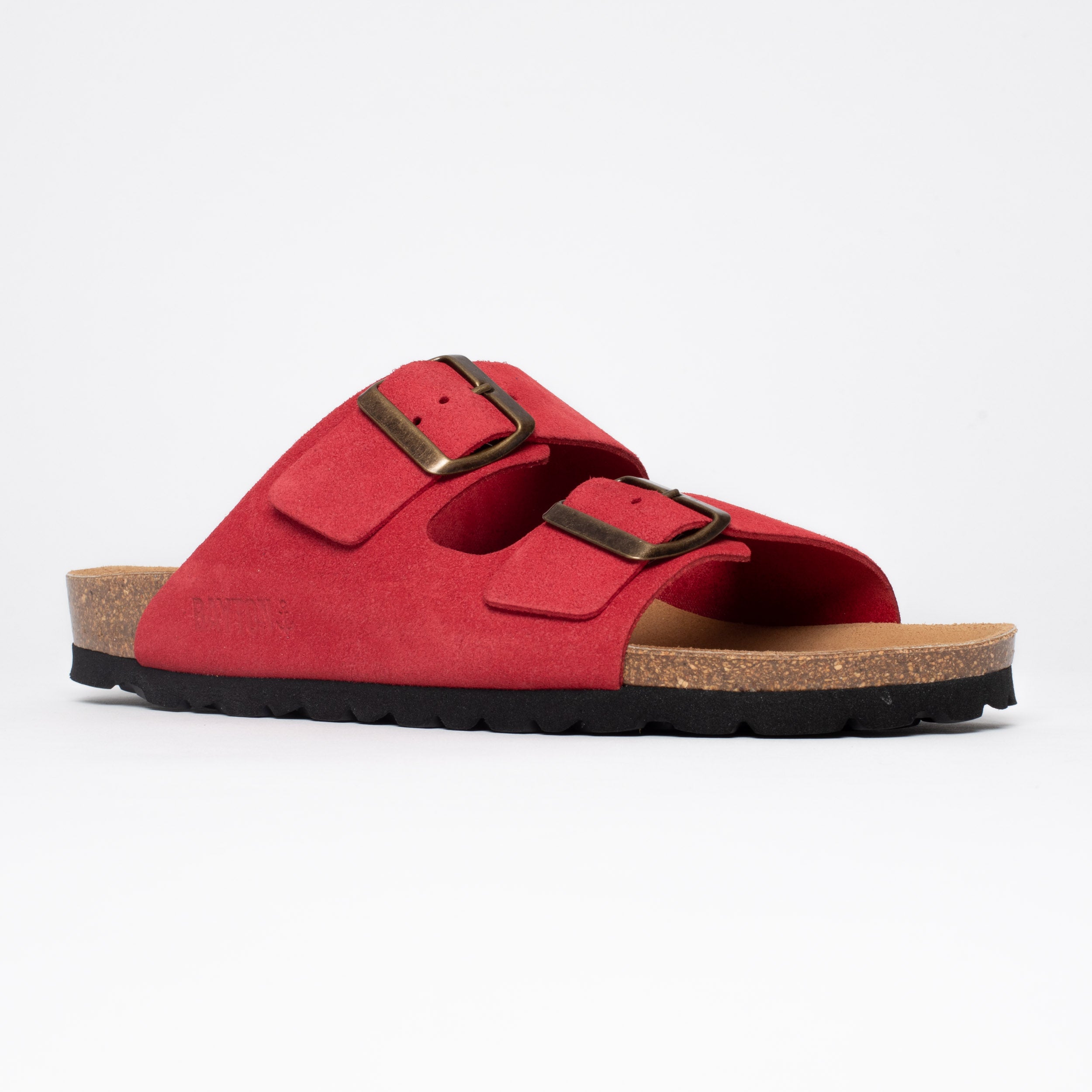 Atlas Red Suede Leather 2 Strap Sandals