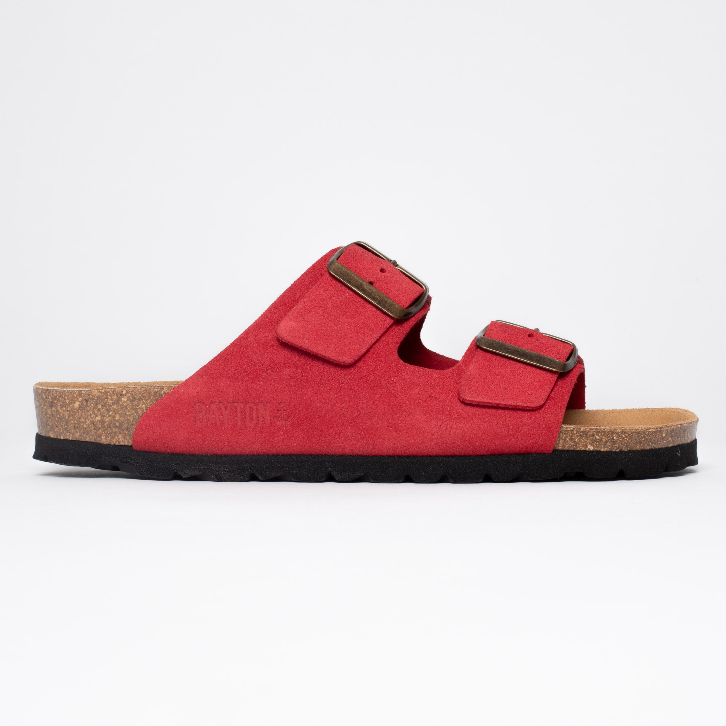 Atlas Red Suede Leather 2 Strap Sandals