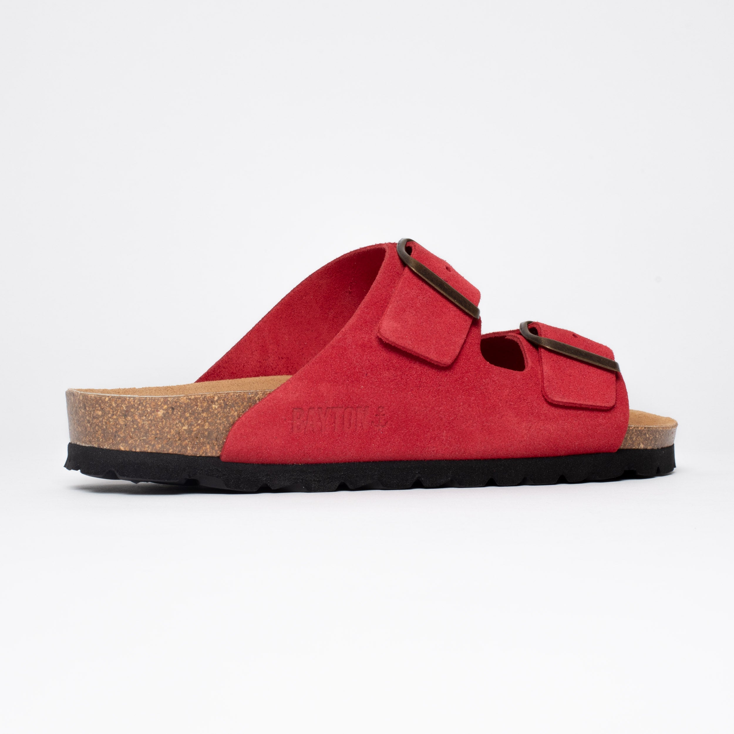 Atlas Red Suede Leather 2 Strap Sandals