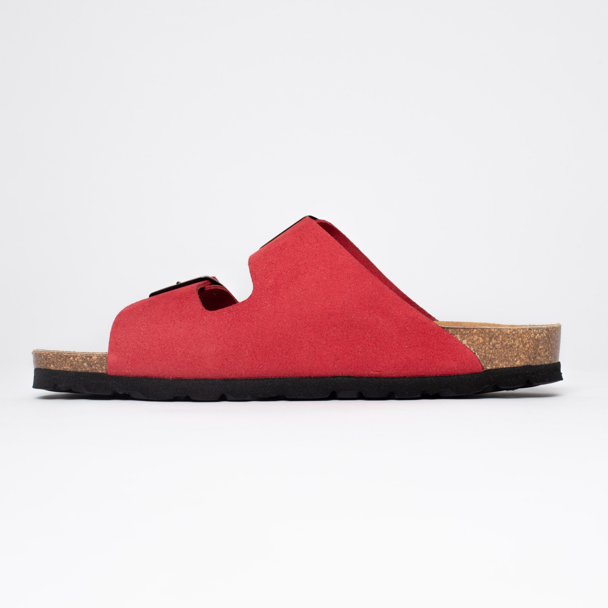 Atlas Red Suede Leather 2 Strap Sandals