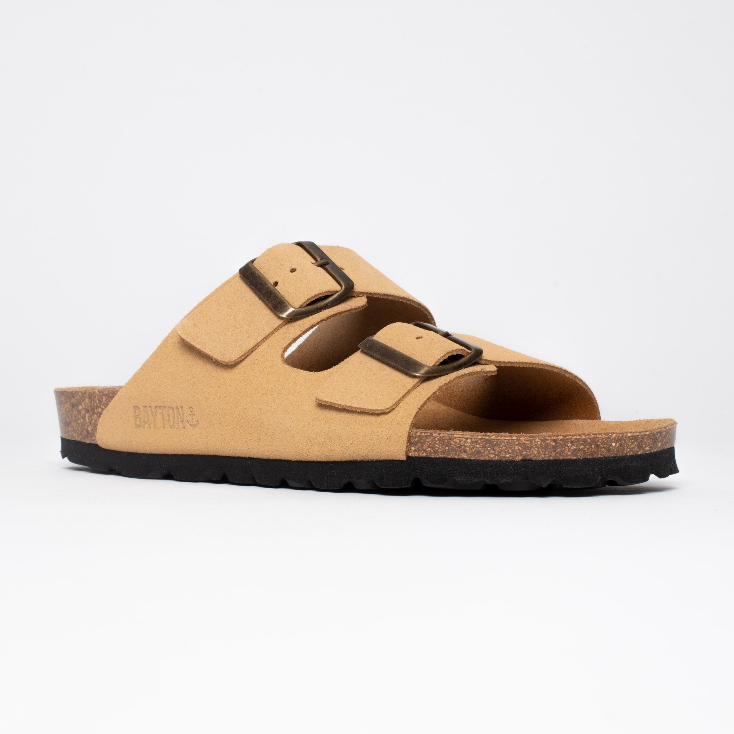 Atlas Camel Suede Leather 2 Strap Sandals