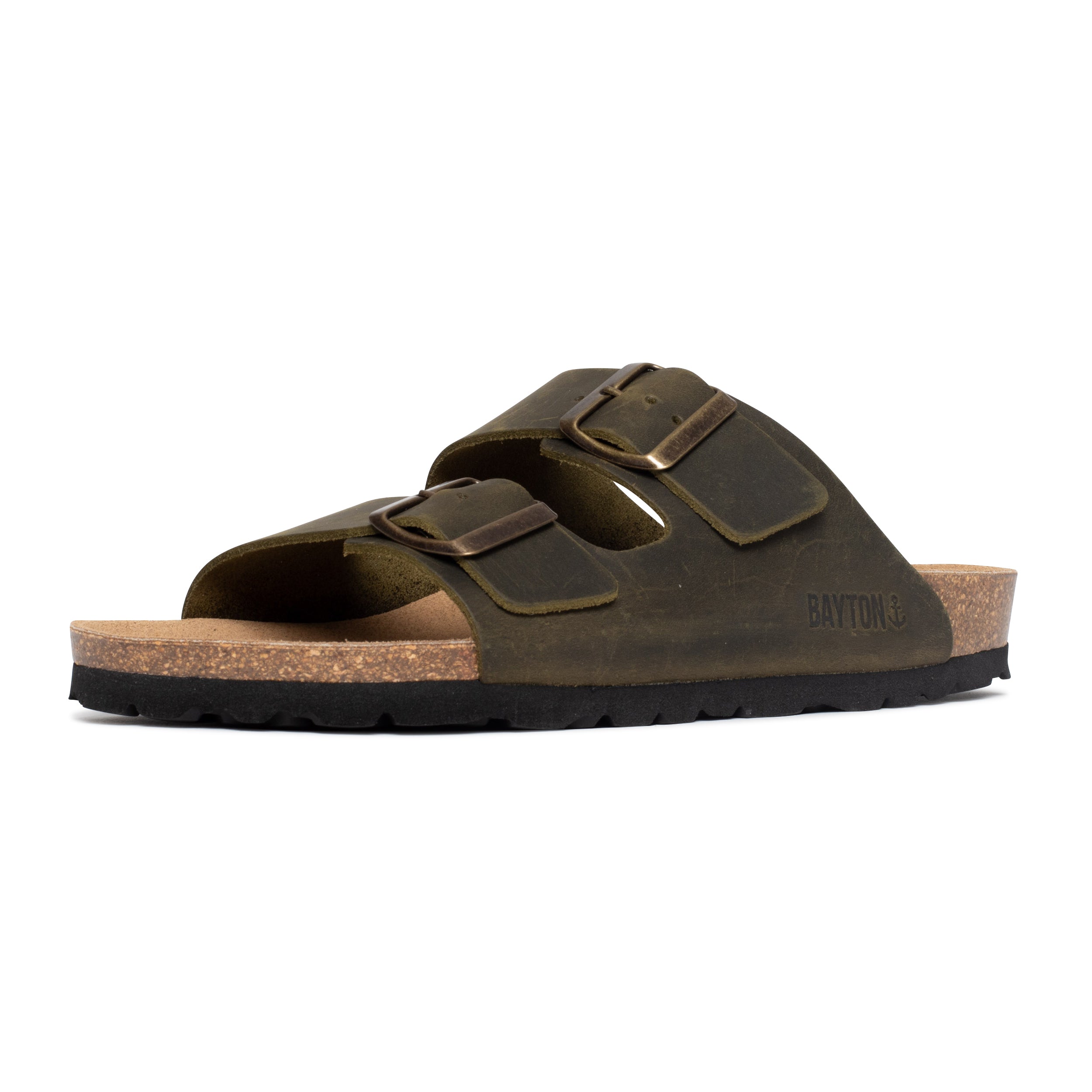 Atlas Khaki 2 Strap Sandals 100% Leather