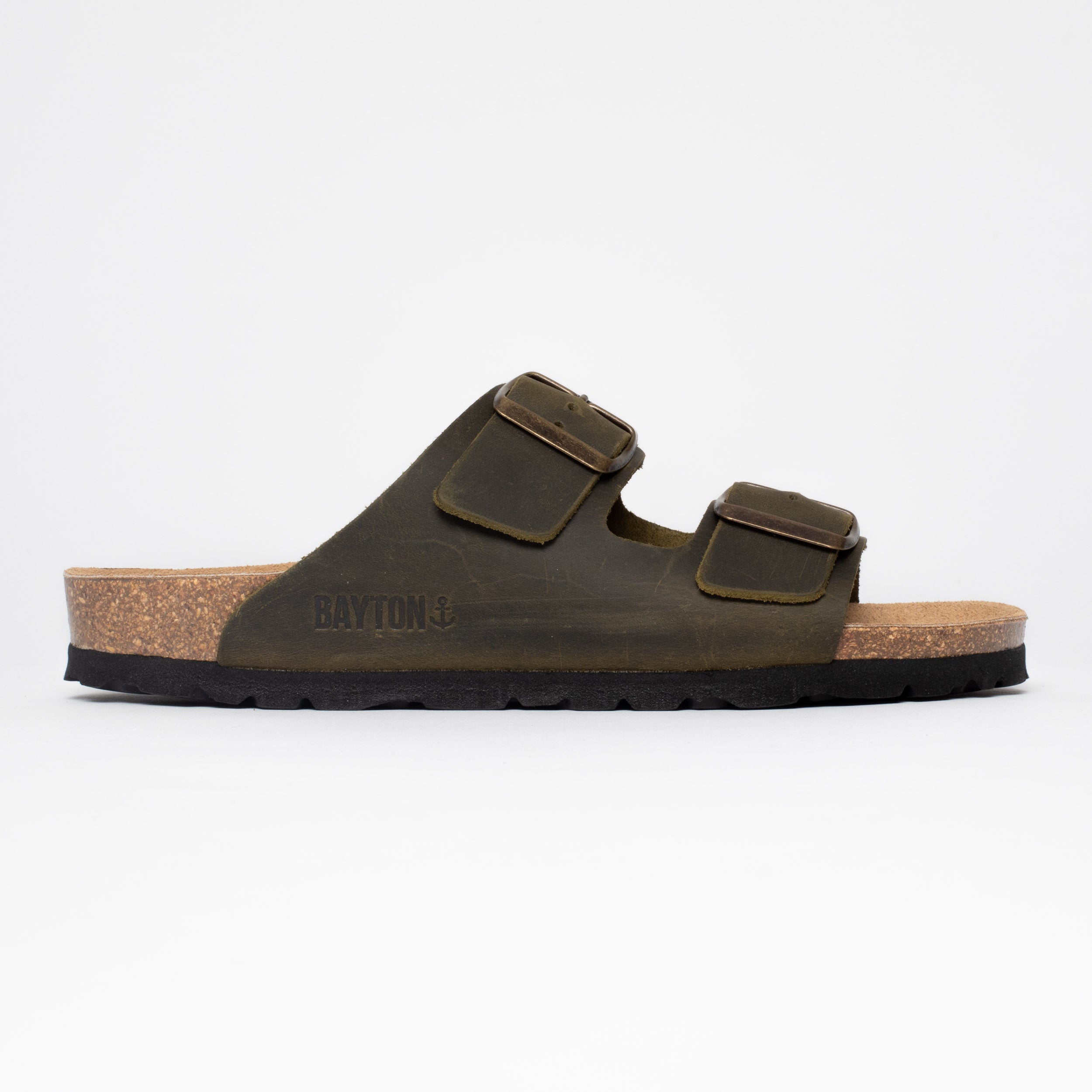 Atlas Khaki 2 Strap Sandals 100% Leather