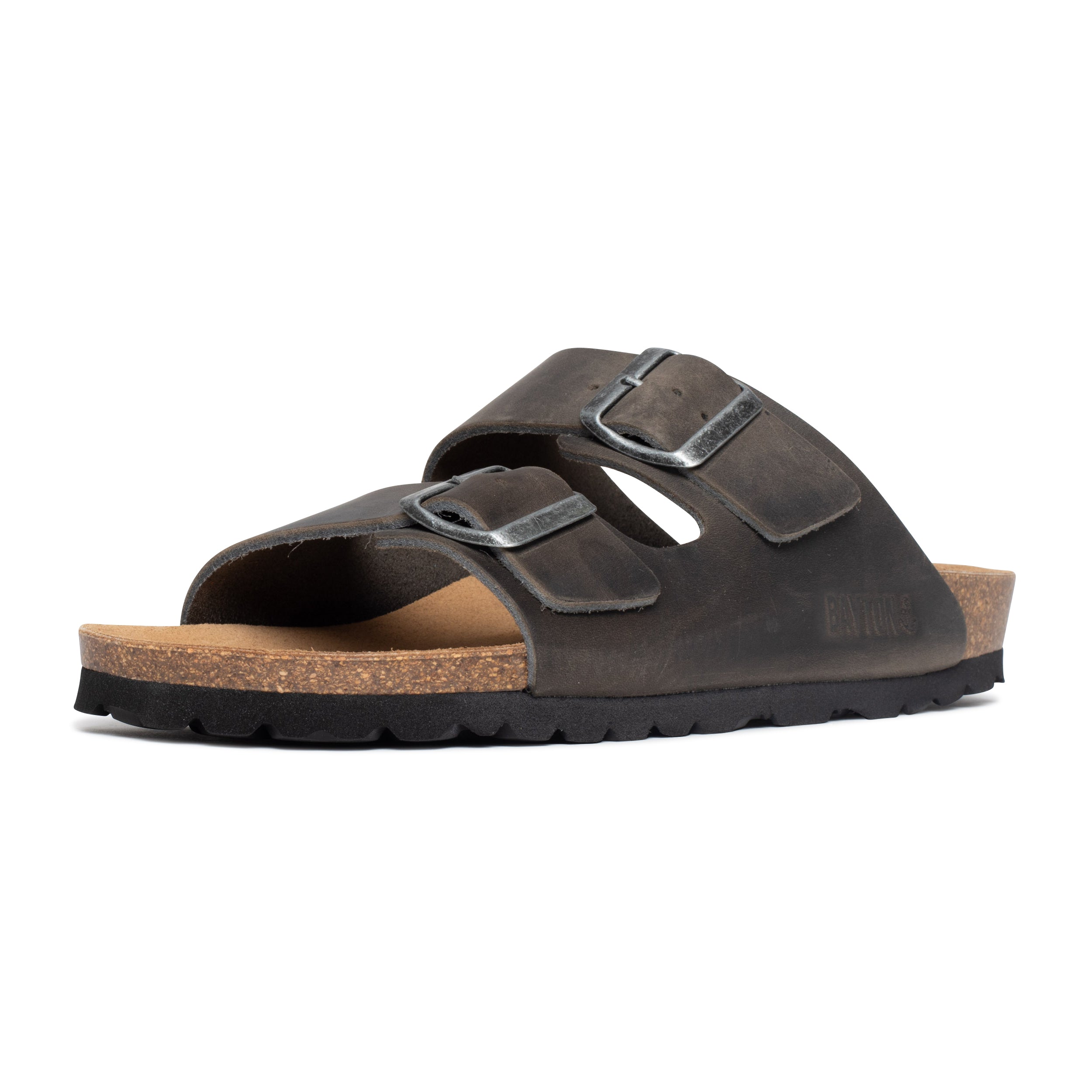 Atlas Gray 2 Strap Sandals 100% Leather