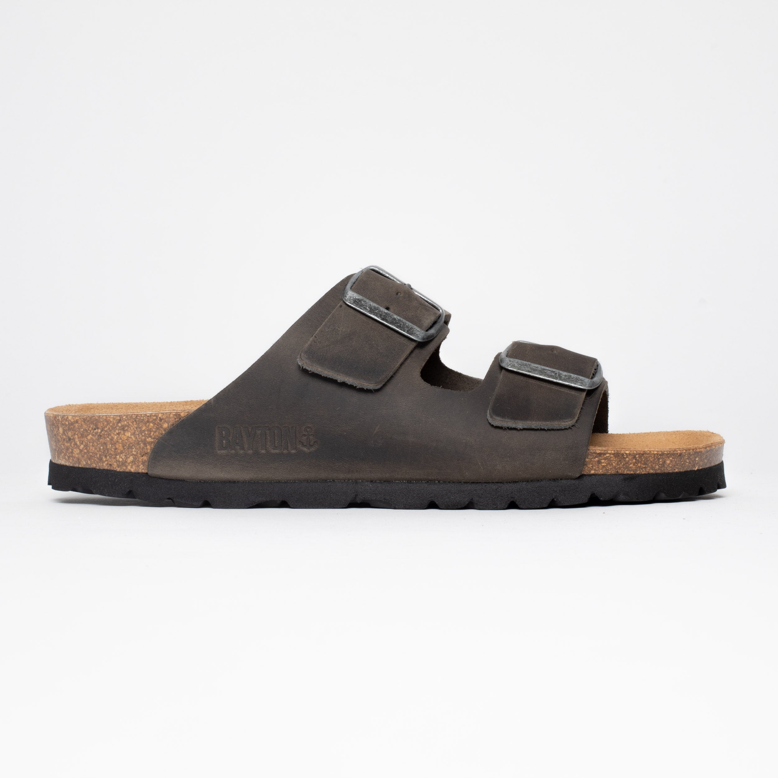 Atlas Gray 2 Strap Sandals 100% Leather