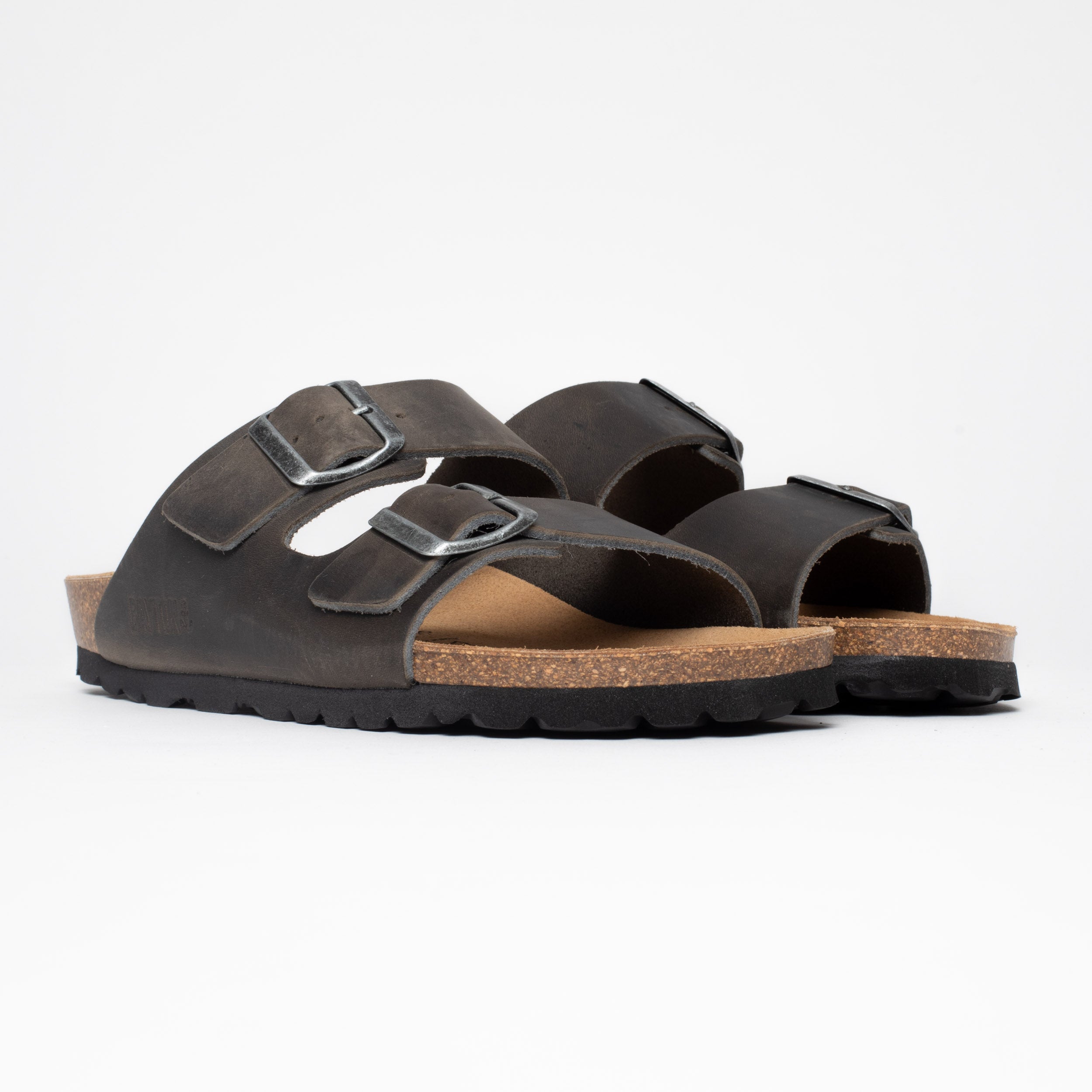 Atlas Gray 2 Strap Sandals 100% Leather