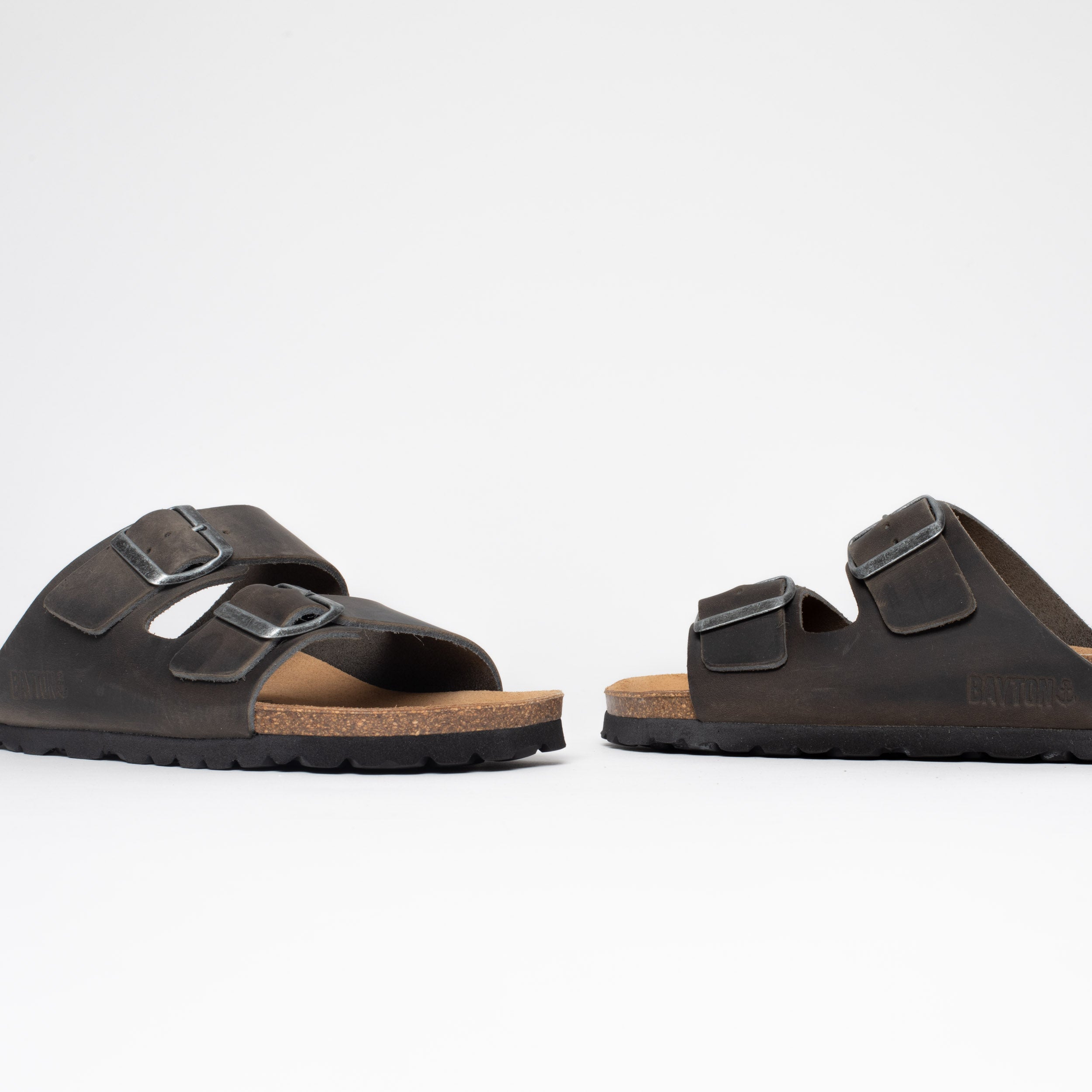 Atlas Gray 2 Strap Sandals 100% Leather