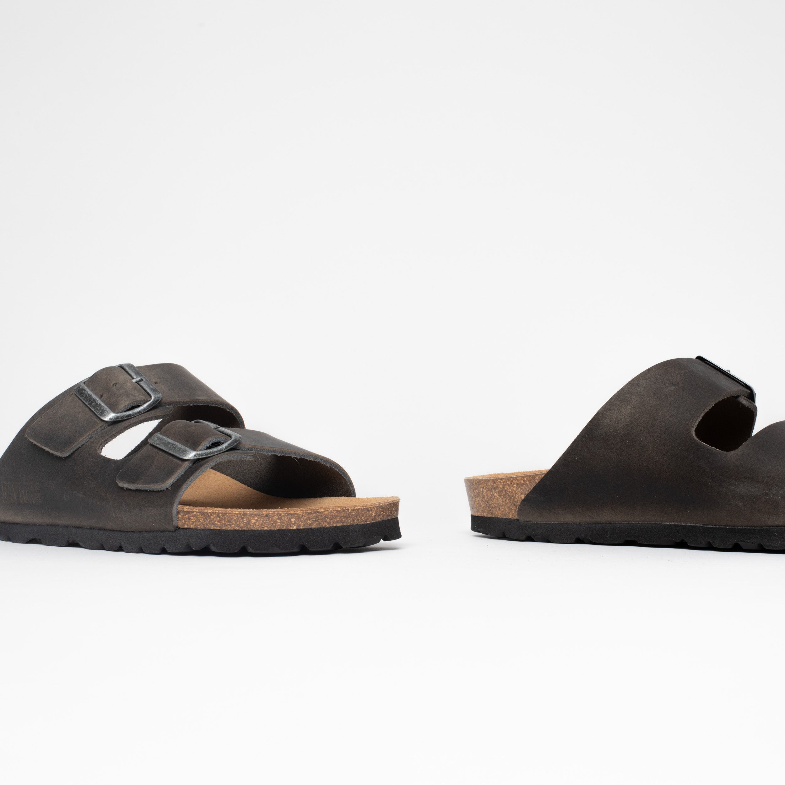 Atlas Gray 2 Strap Sandals 100% Leather