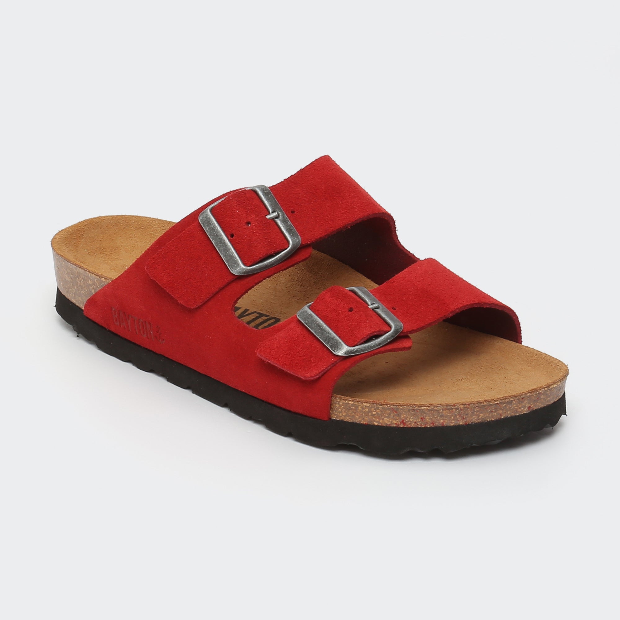 Atlas Red Suede Leather 2 Strap Sandals