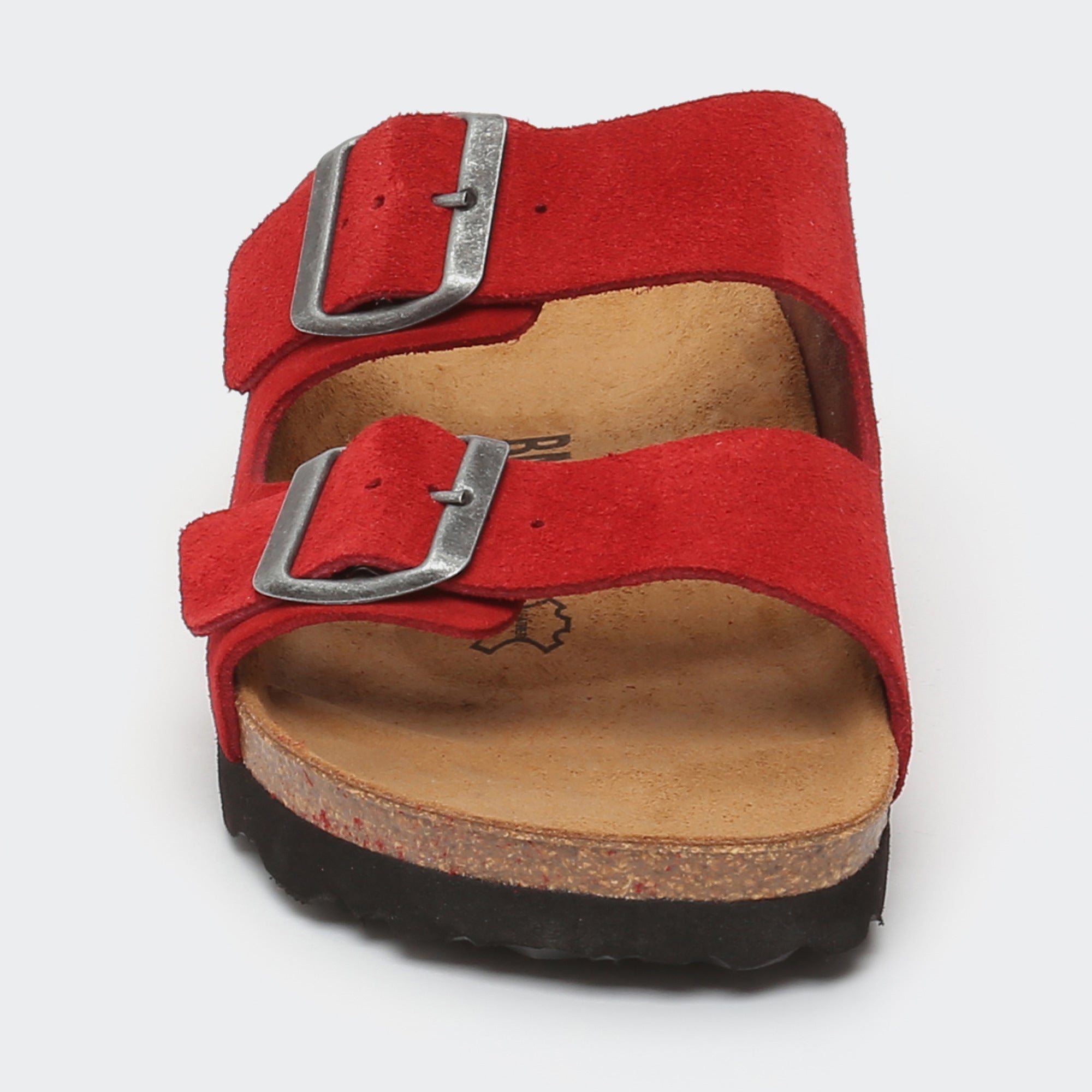 Atlas Red Suede Leather 2 Strap Sandals