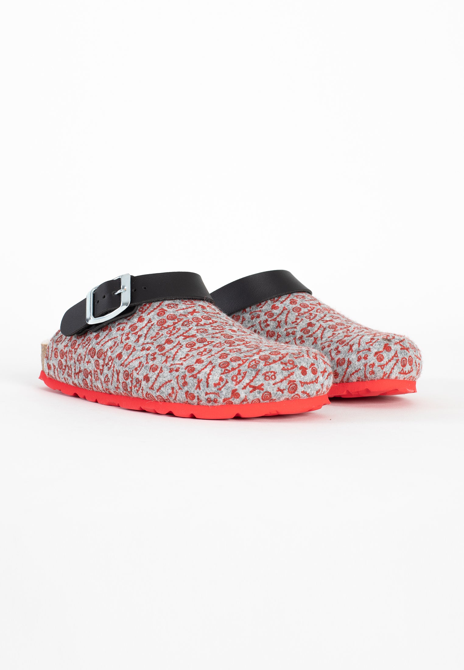 Noma Grey and Red Clogs