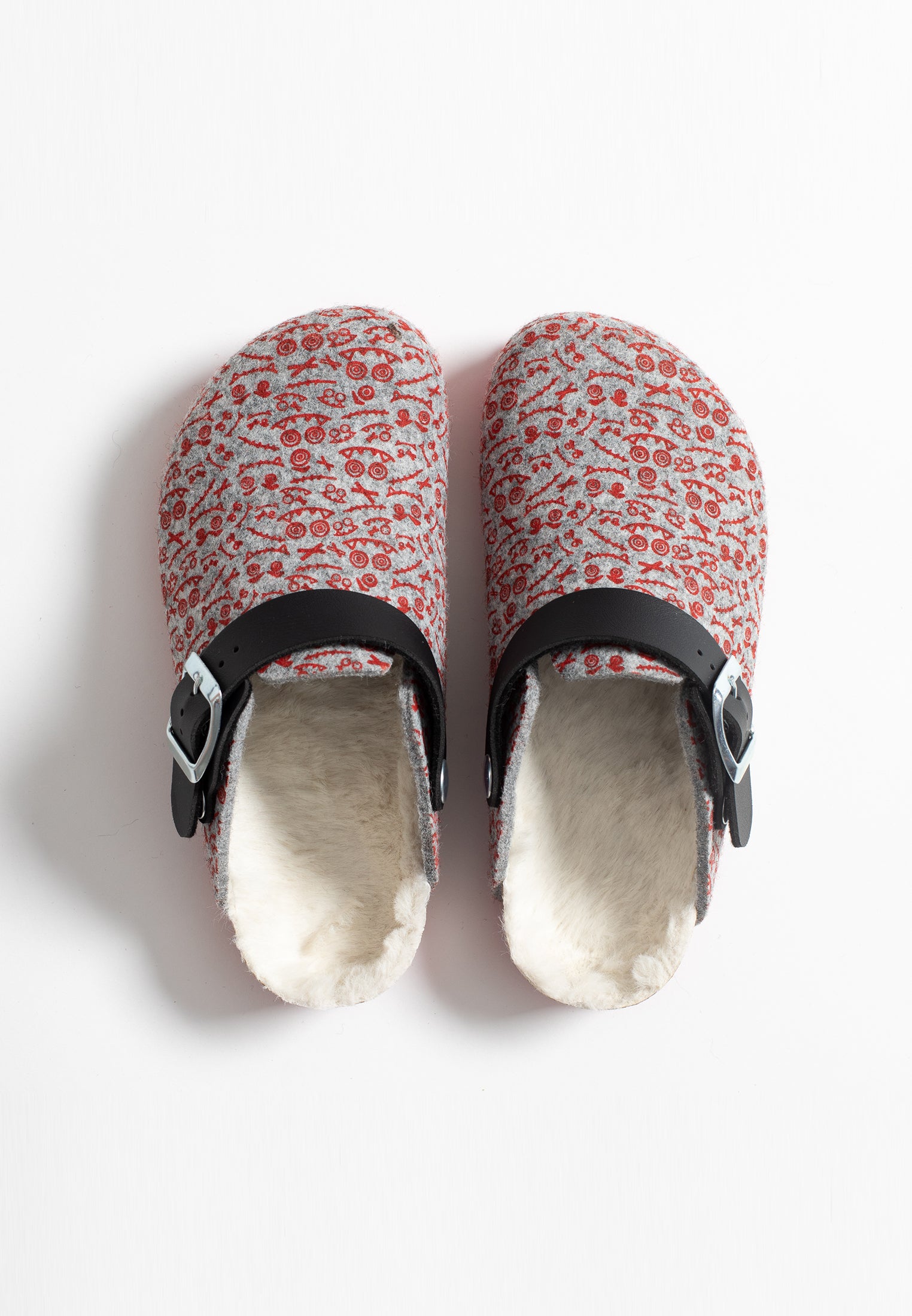 Noma Grey and Red Clogs