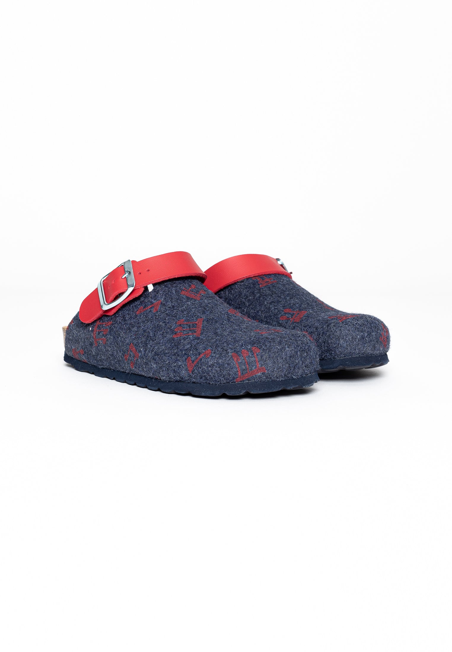 Noma Navy Blue and Red Clogs