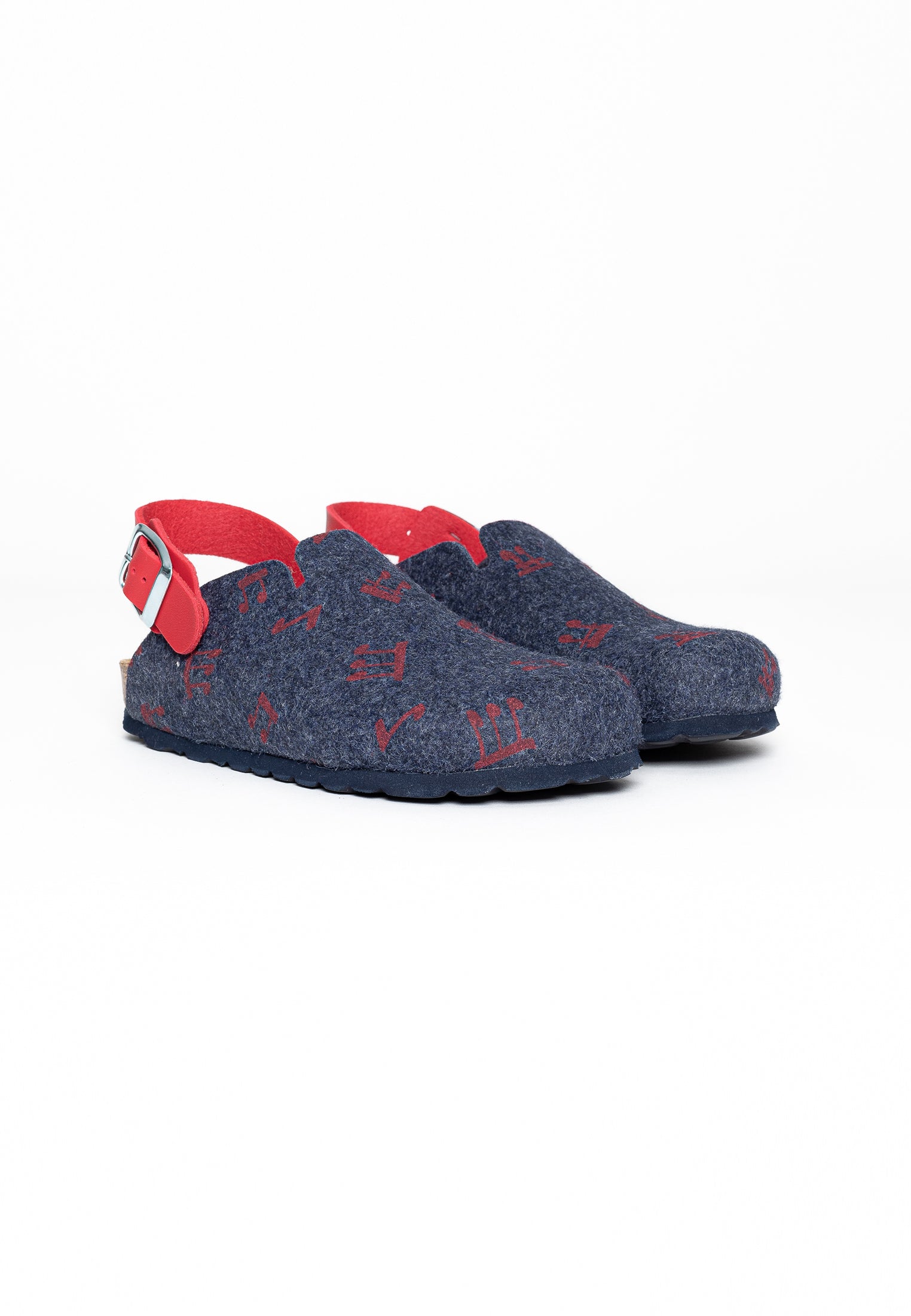 Noma Navy Blue and Red Clogs