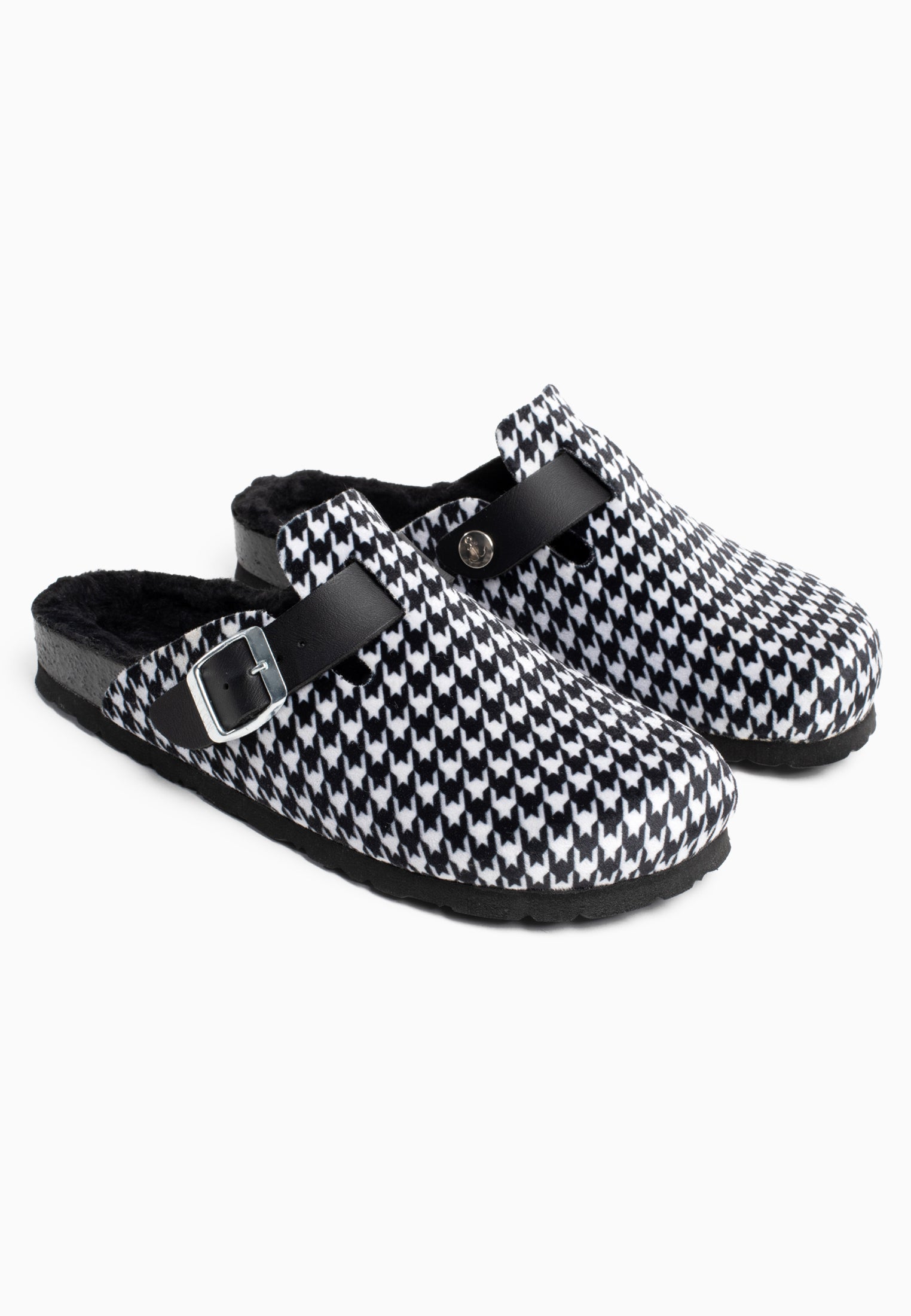 Davos Black and White Clogs