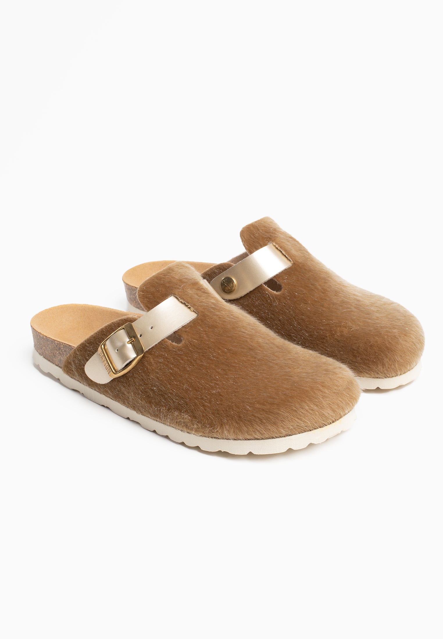 Moke Light Brown and Gold Clogs