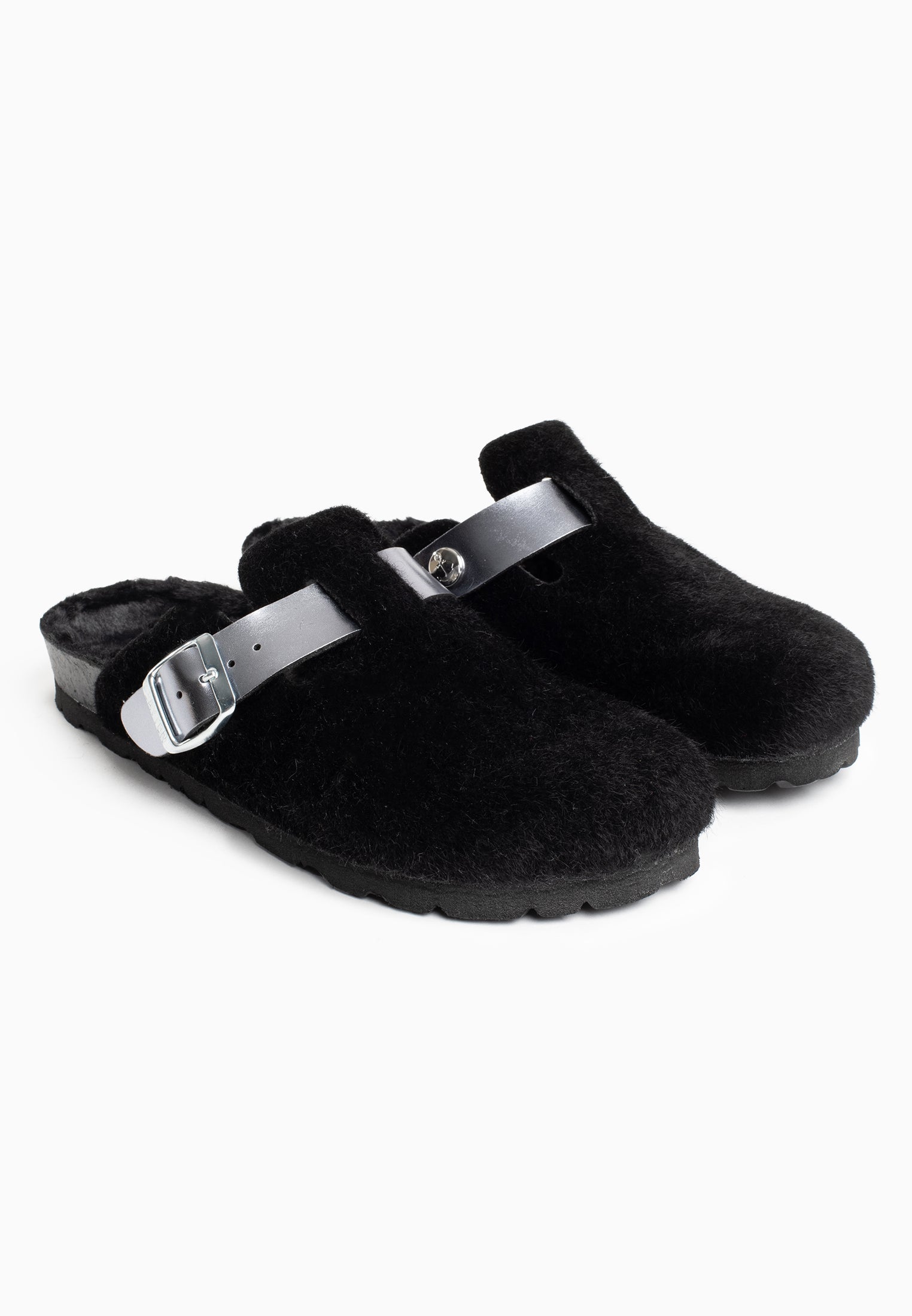 Moke Black and Silver Clogs