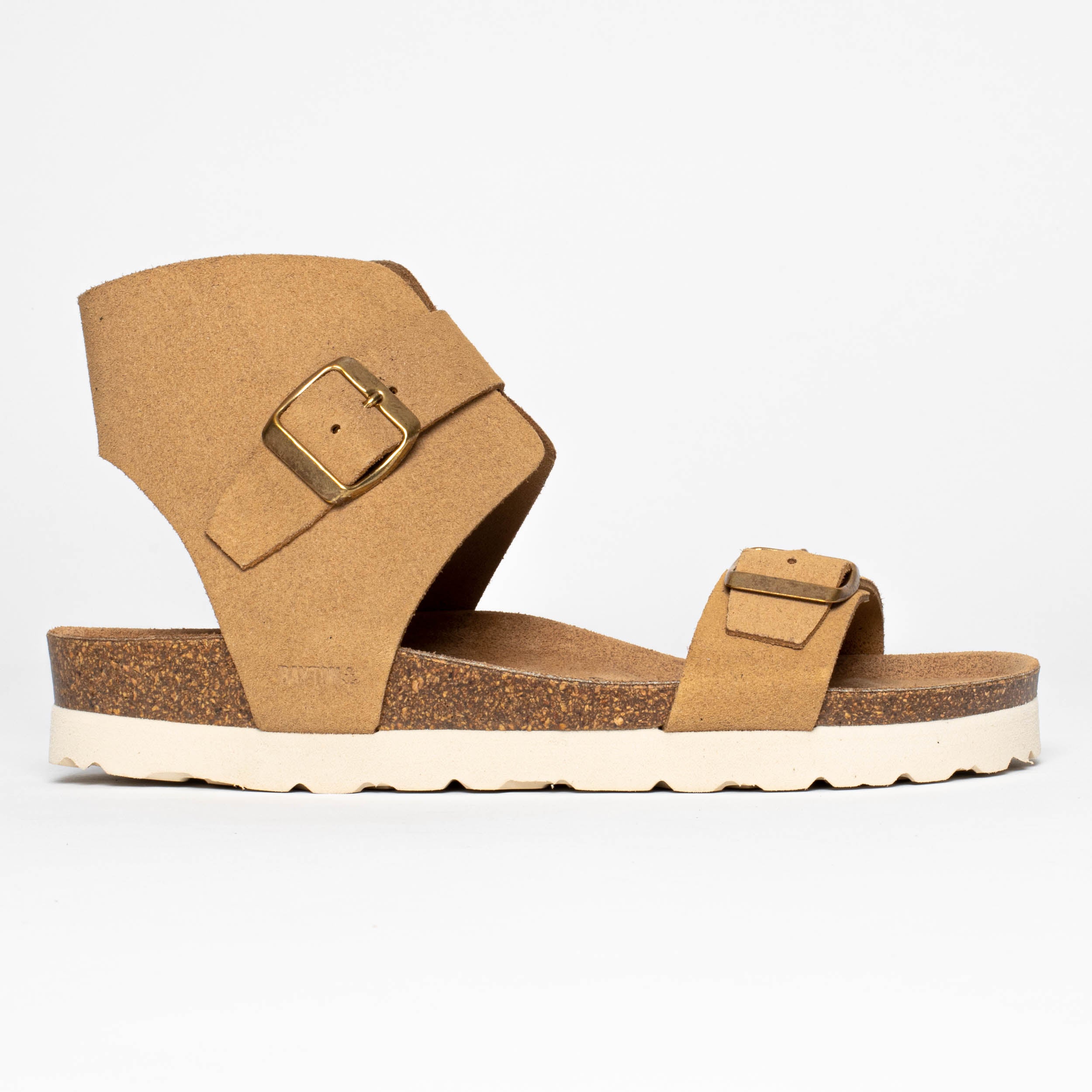 Dubbo Tan Suede Leather Multi-Strap Platform Sandals