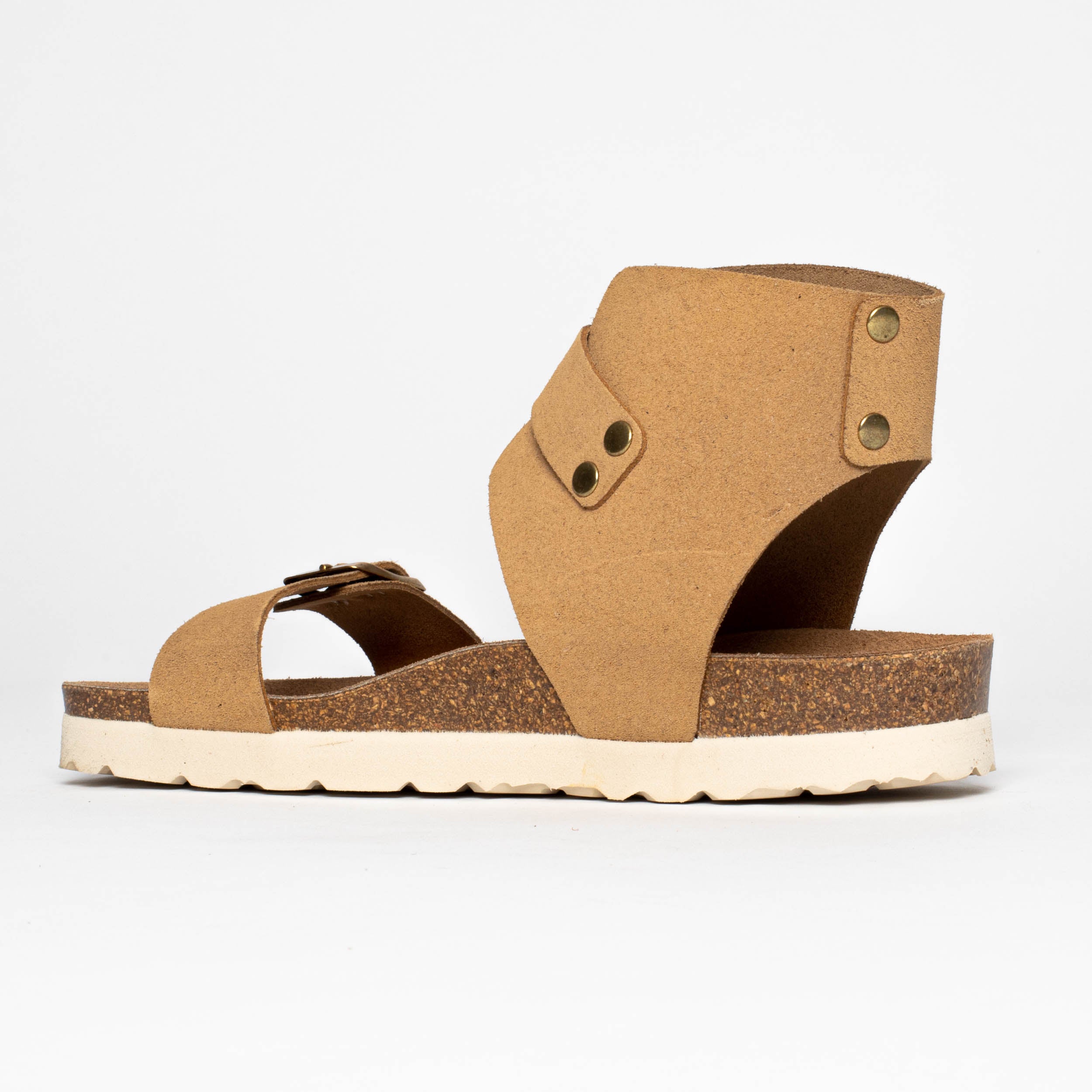 Dubbo Tan Suede Leather Multi-Strap Platform Sandals