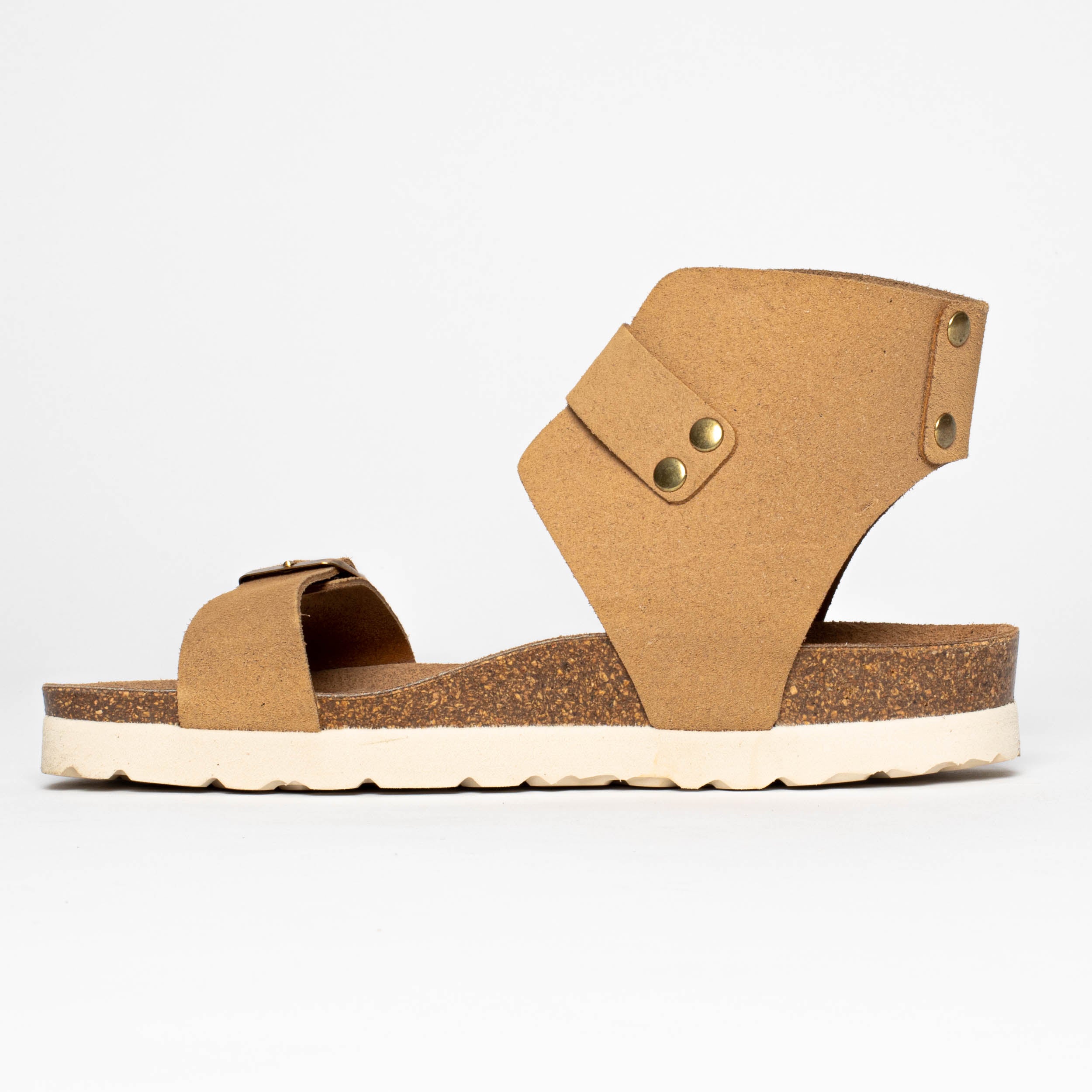 Dubbo Tan Suede Leather Multi-Strap Platform Sandals