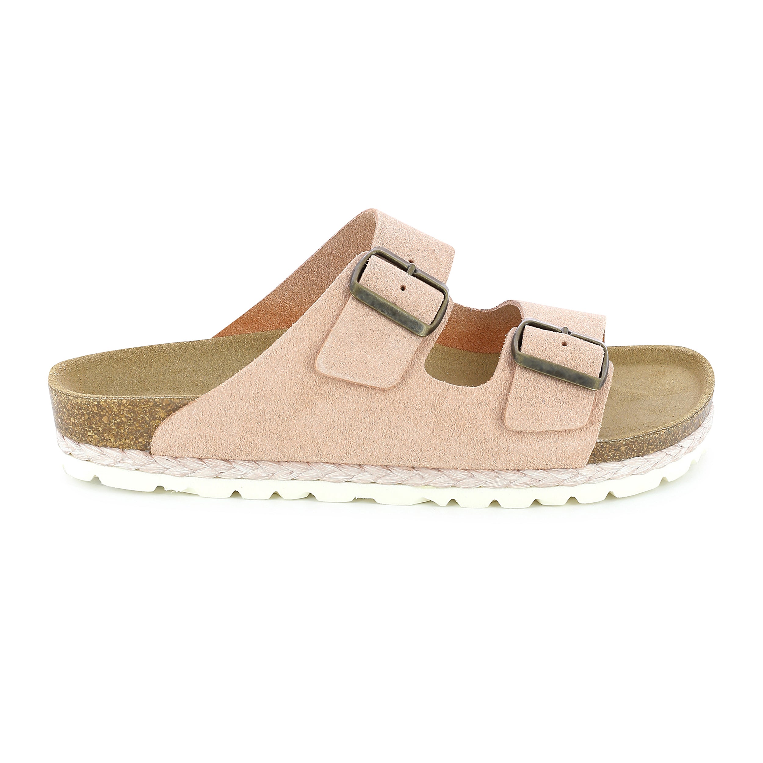 Benalla Light Pink Suede Leather 2 Strap Sandals