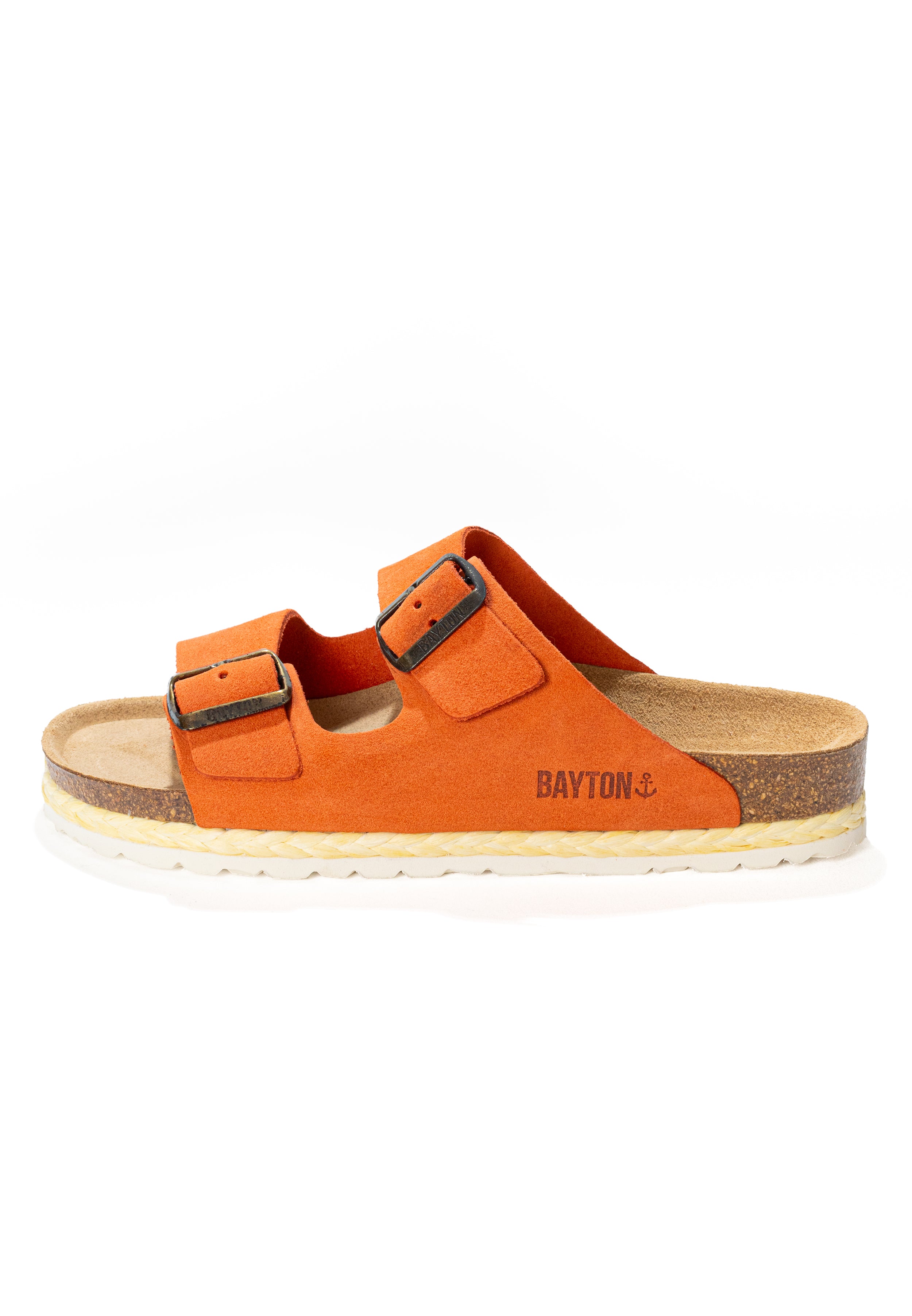 Benalla Orange Suede Leather 2 Strap Sandals