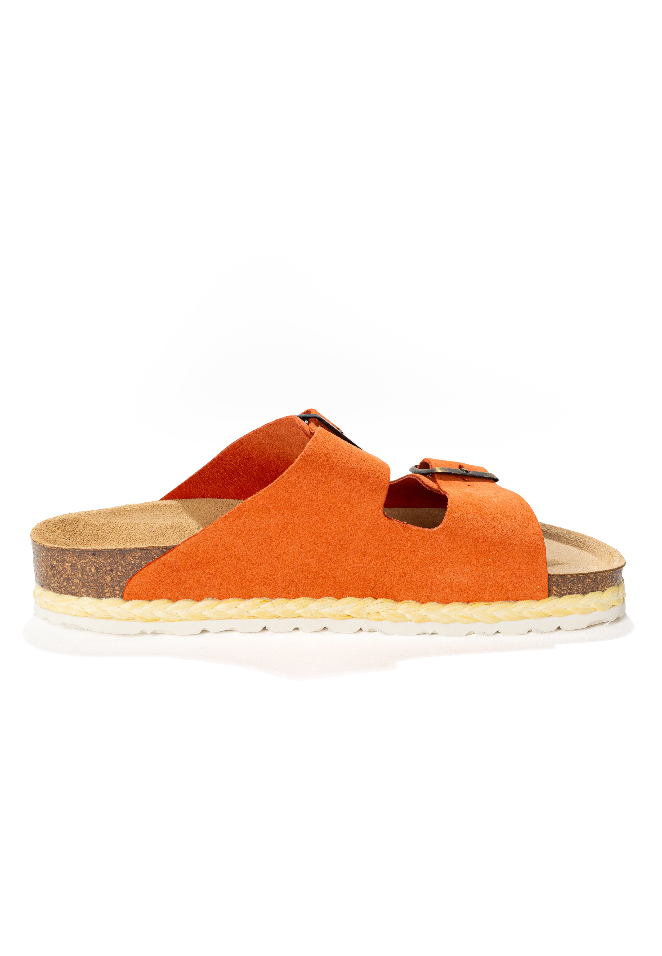 Benalla Orange Suede Leather 2 Strap Sandals