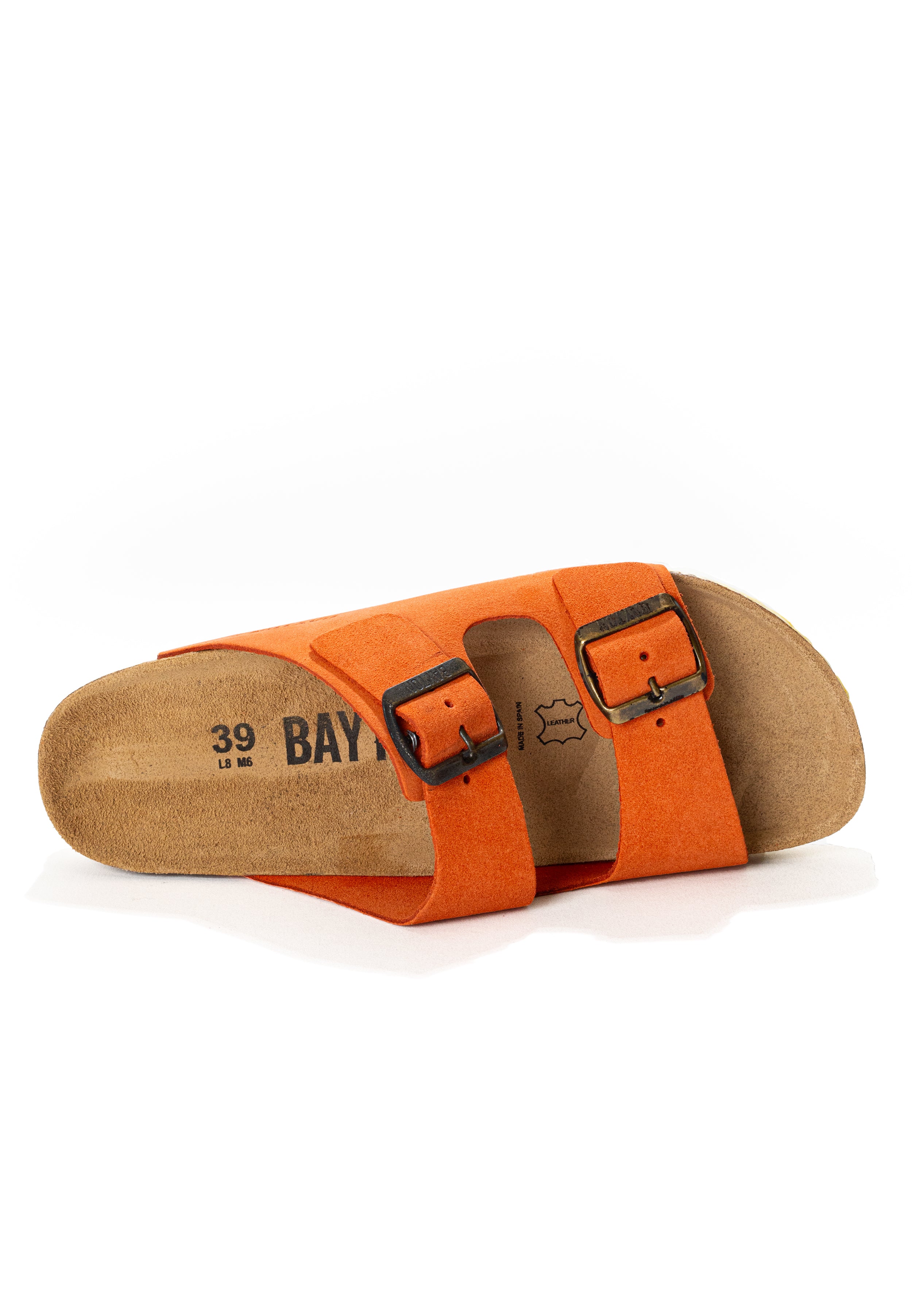 Benalla Orange Suede Leather 2 Strap Sandals