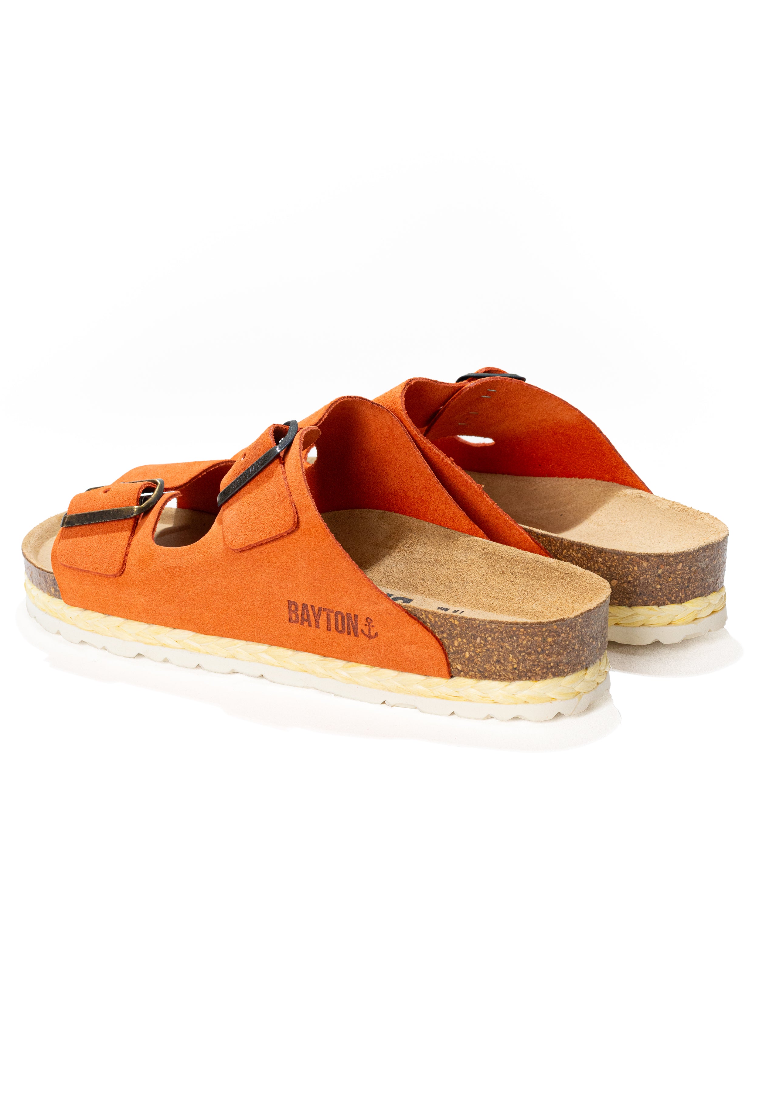 Benalla Orange Suede Leather 2 Strap Sandals