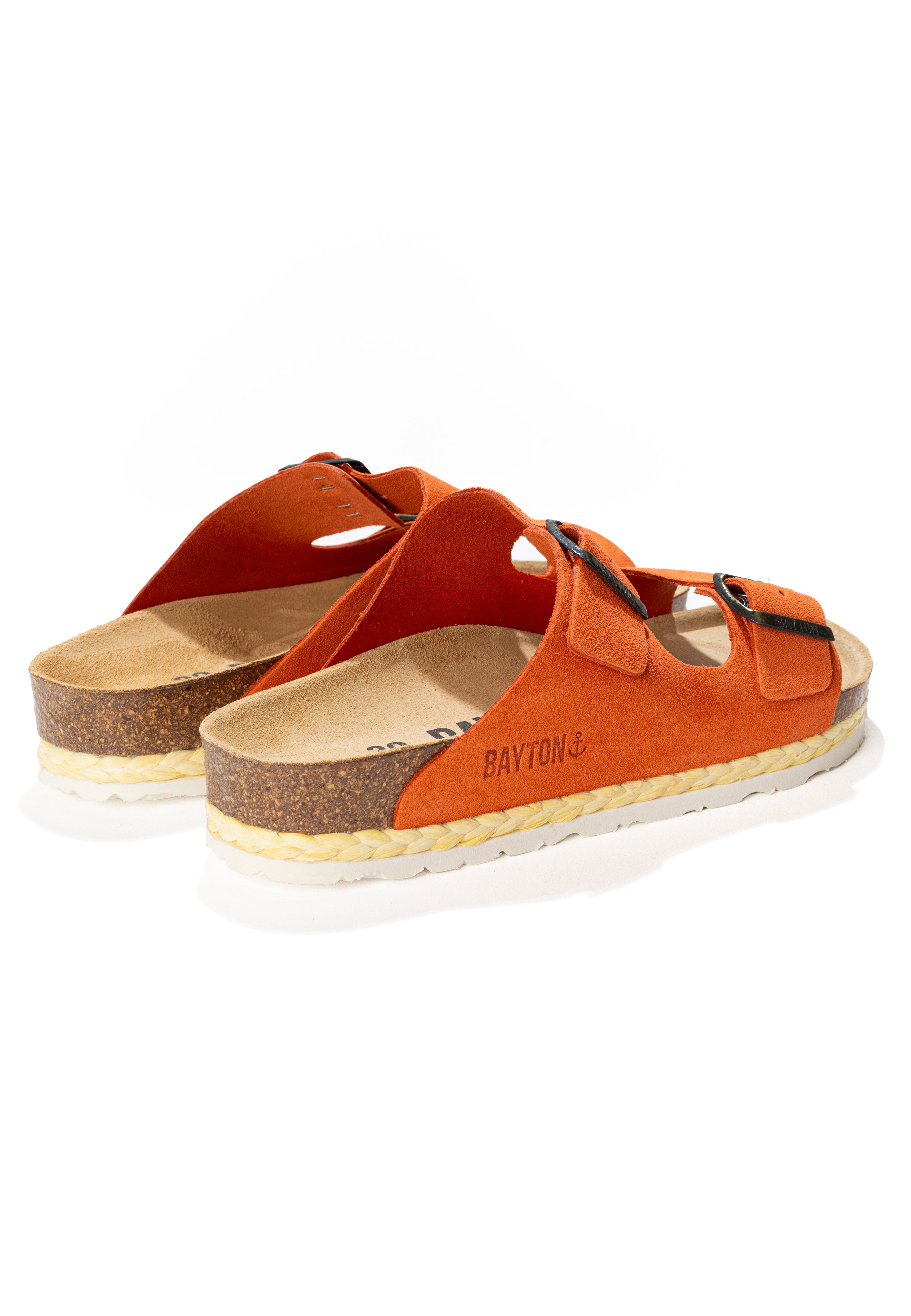 Benalla Orange Suede Leather 2 Strap Sandals