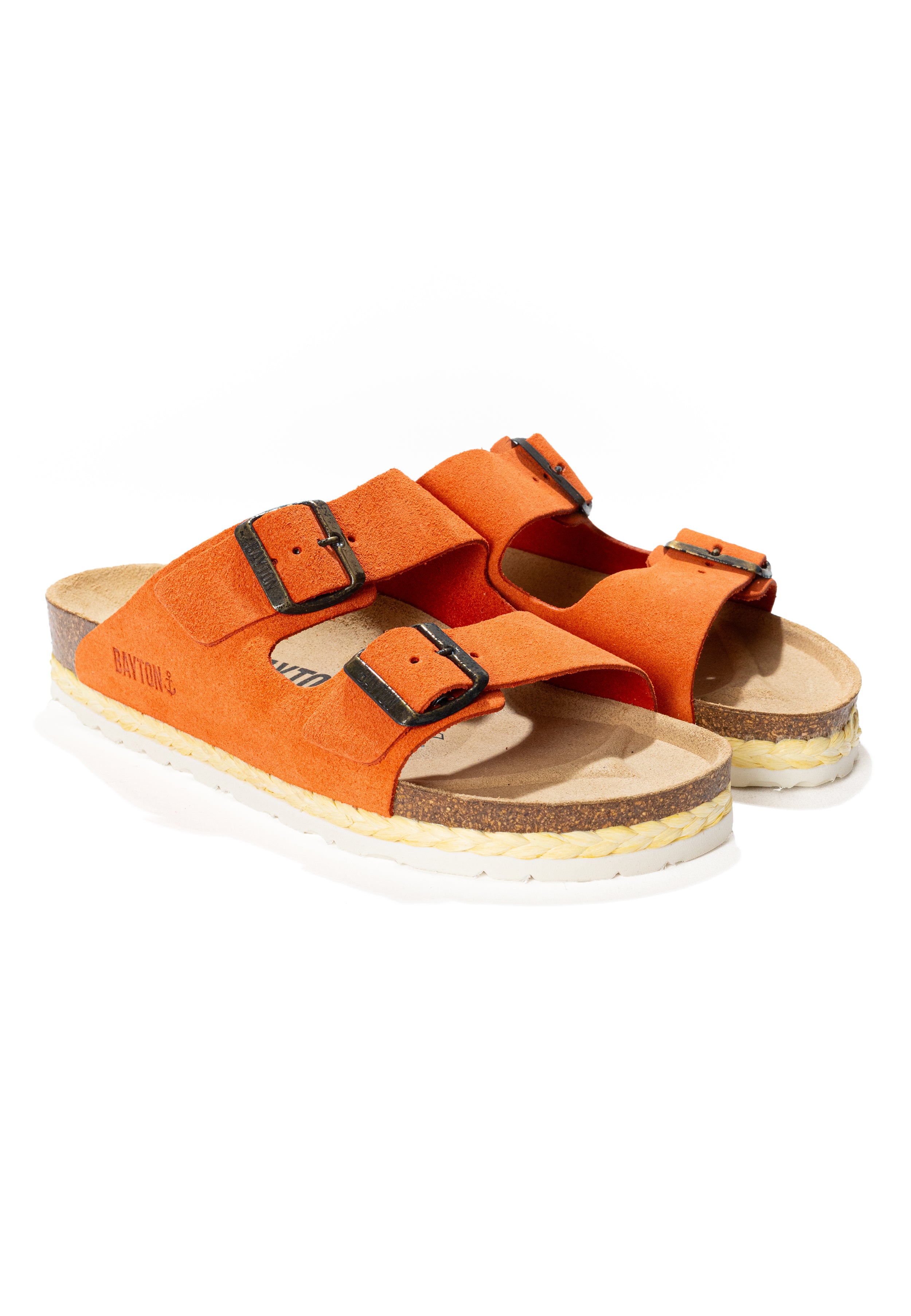 Benalla Orange Suede Leather 2 Strap Sandals