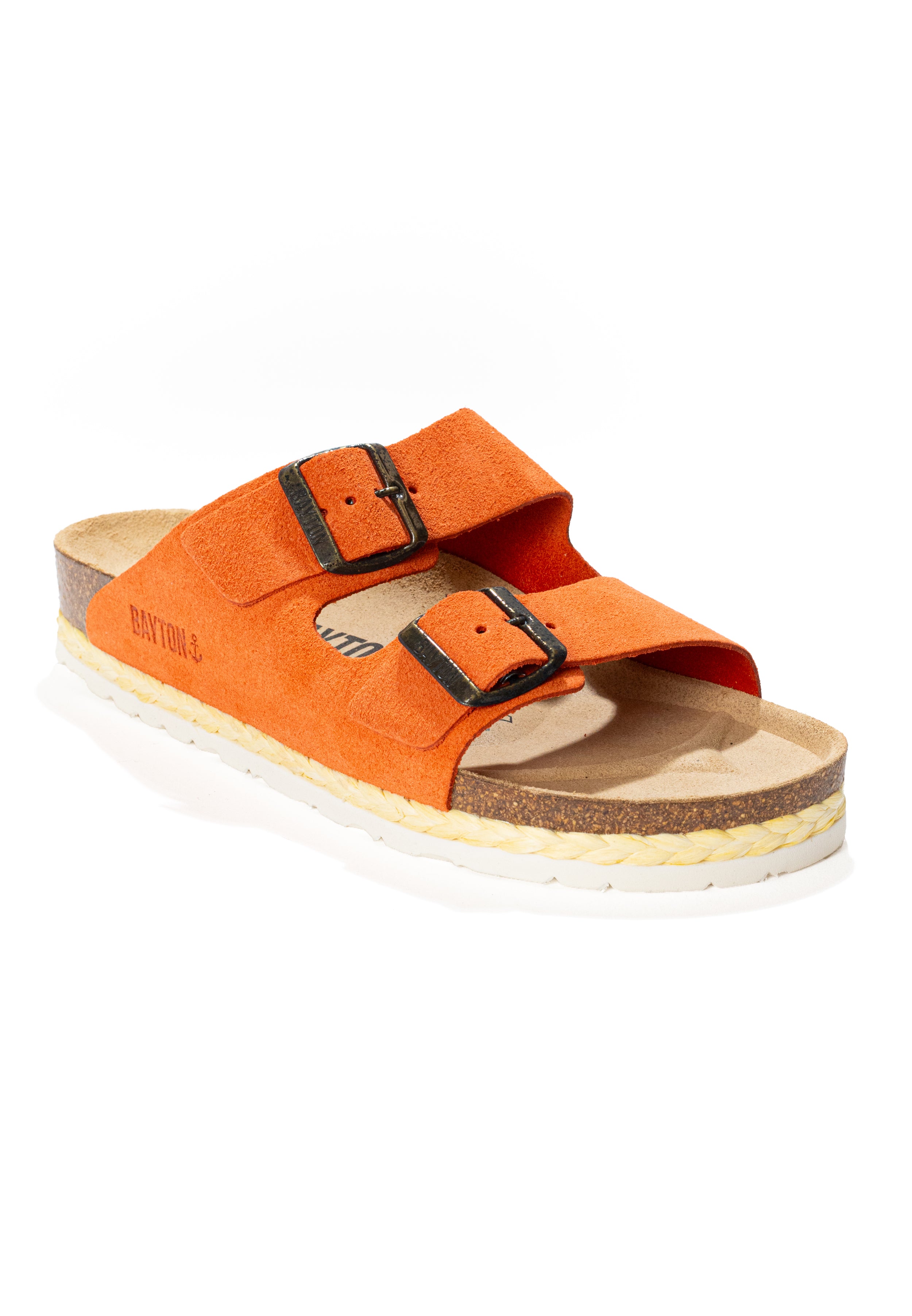 Benalla Orange Suede Leather 2 Strap Sandals